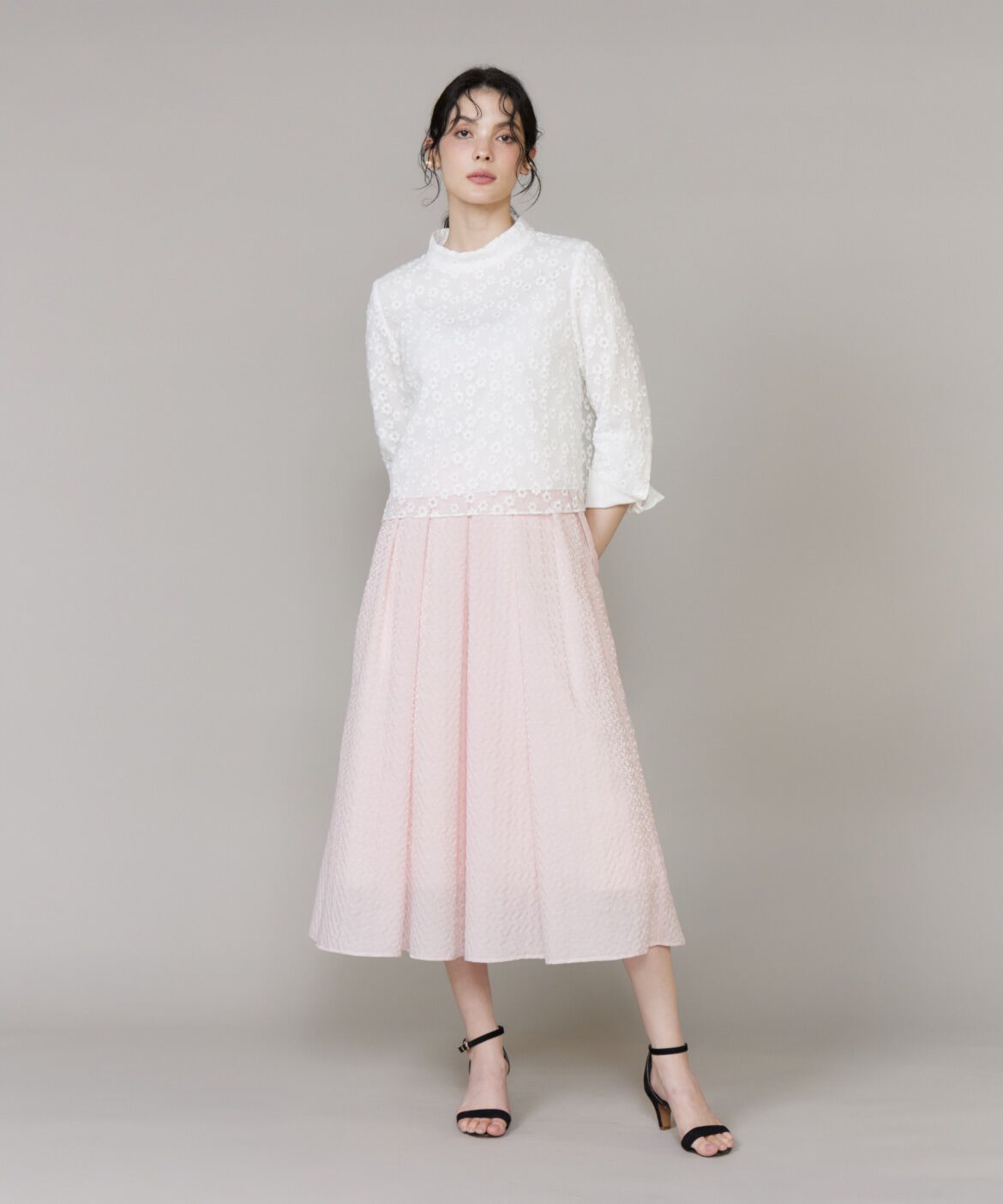 Maglie le cassetto「サスペンダー付きジャガードスカート」|フレア|