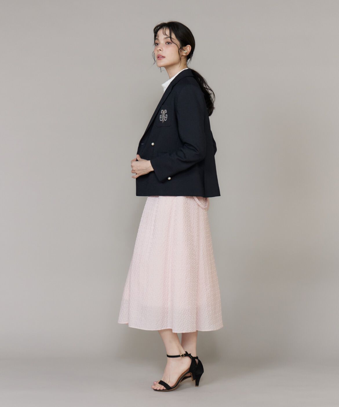 Maglie le cassetto「サスペンダー付きジャガードスカート」|フレア|