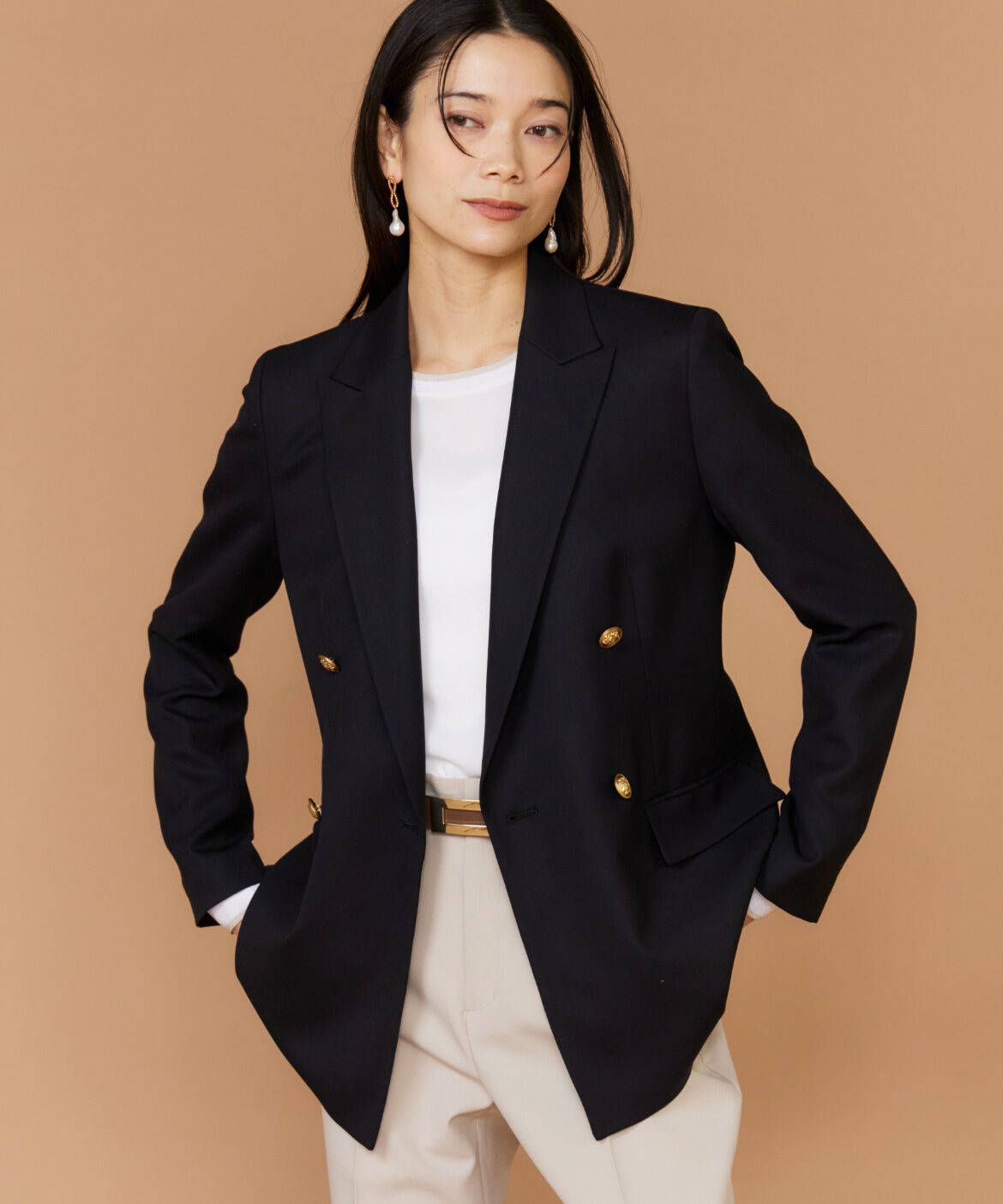 INED「《大きいサイズ》ダブルブレストジャケット」|テーラードジャケット|