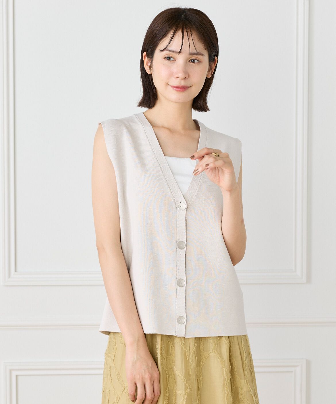 Le Souk「ミラノリブVネックジレ」|ニット・セーター|