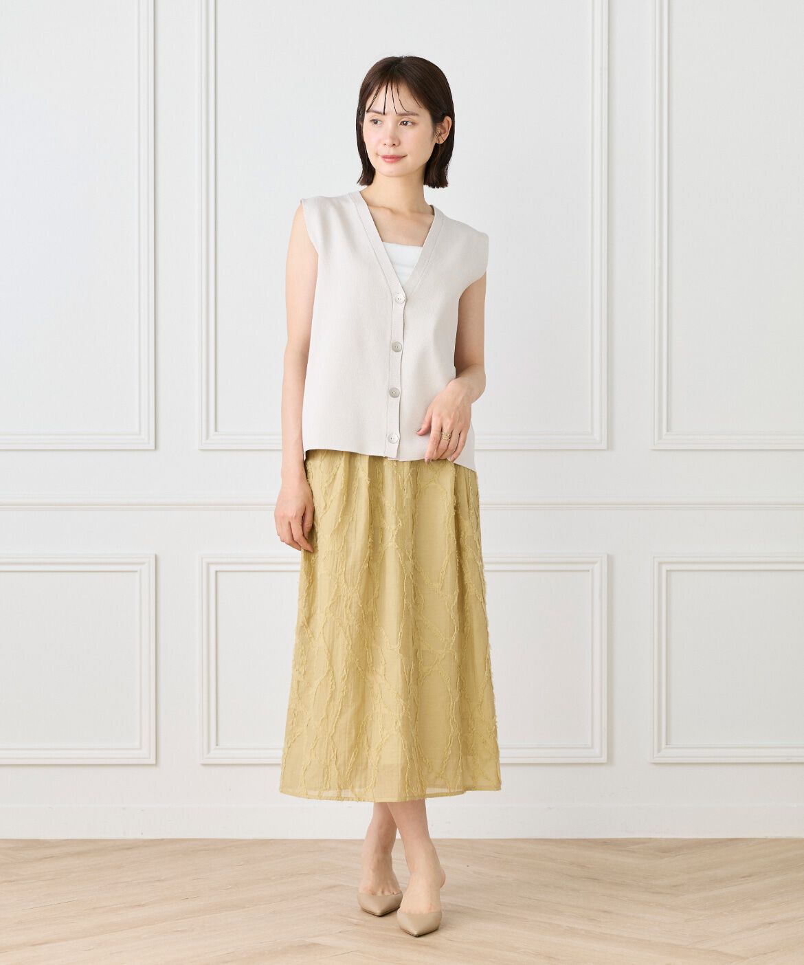 Le Souk「ミラノリブVネックジレ」|ニット・セーター|