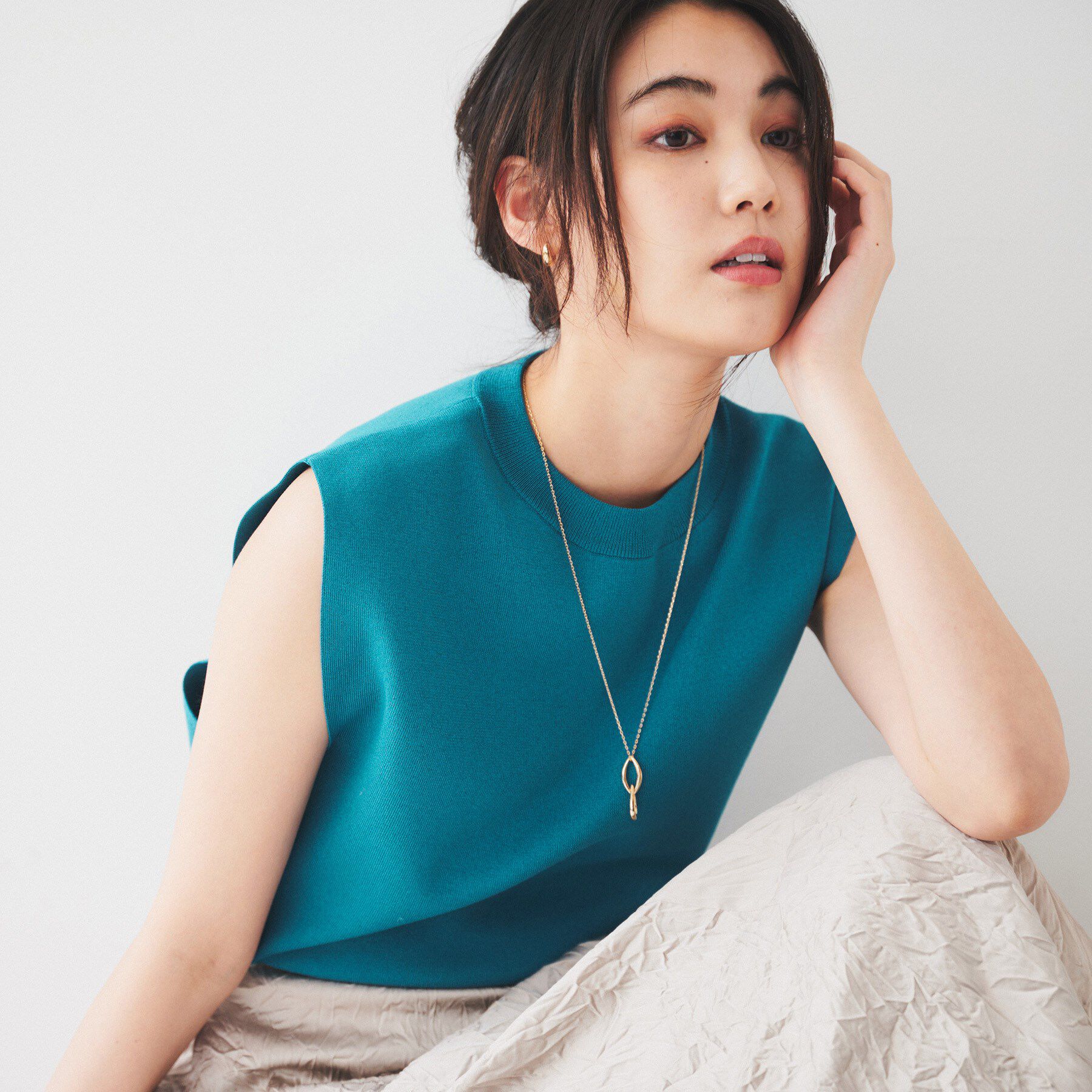 UNTITLED「【アンサンブル可能】ニットベスト」|ニット・セーター|ブルーグリーン(09