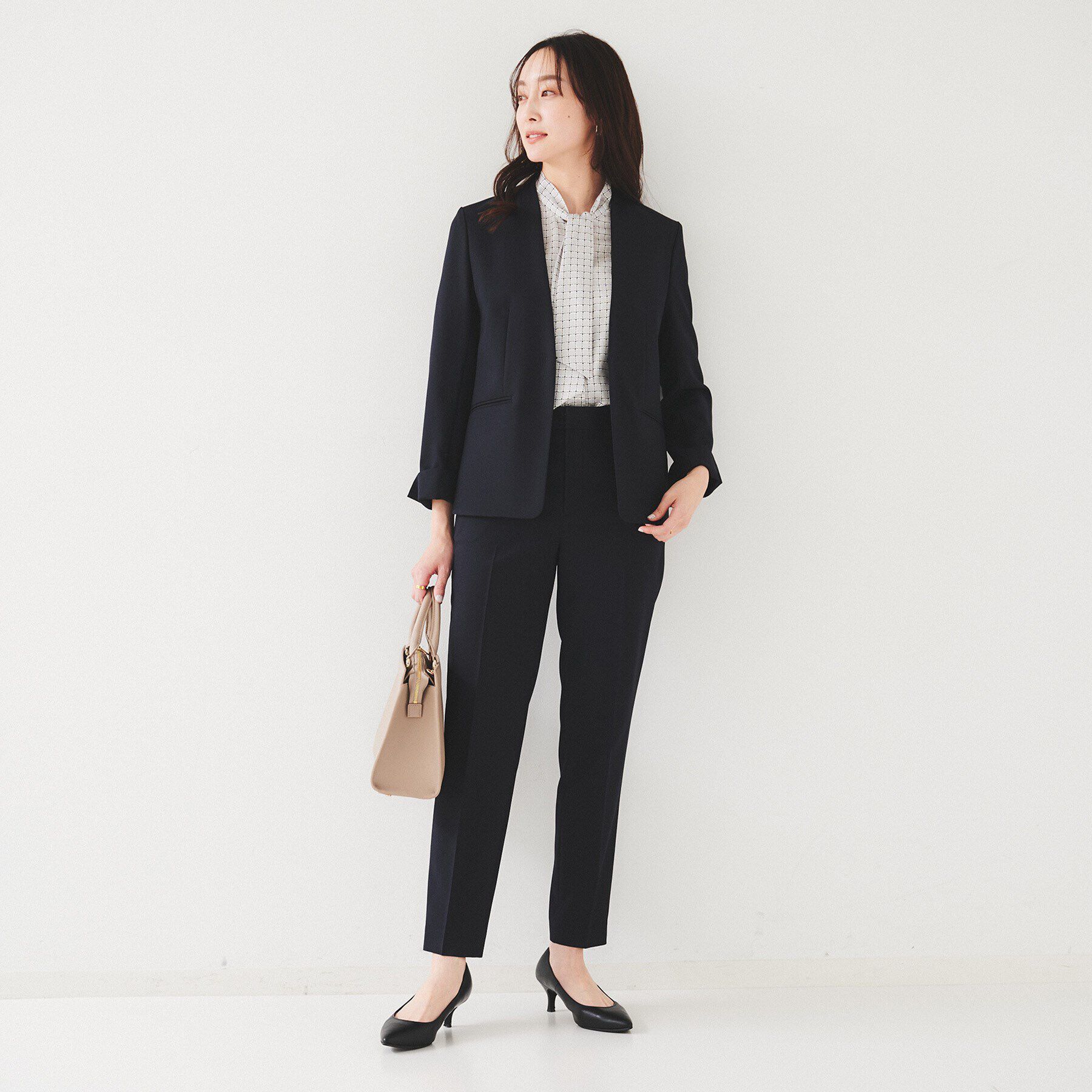 UNTITLED「【セットアップ可能】リネンライク カラーレスジャケット」|ノーカラージャケット|