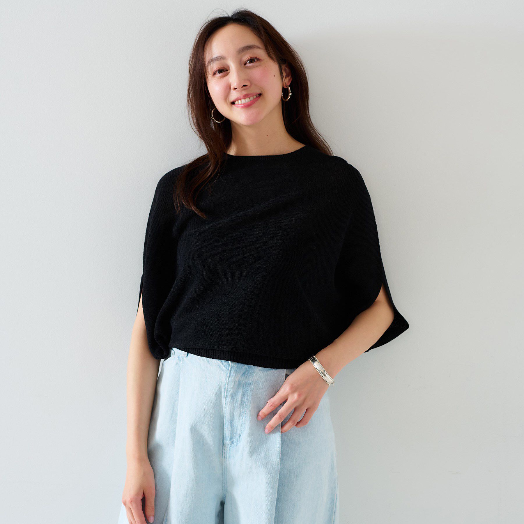 UNTITLED「【体型カバー/清涼感】ドルマンスリーブ プルオーバーニット」|ニット・セーター|