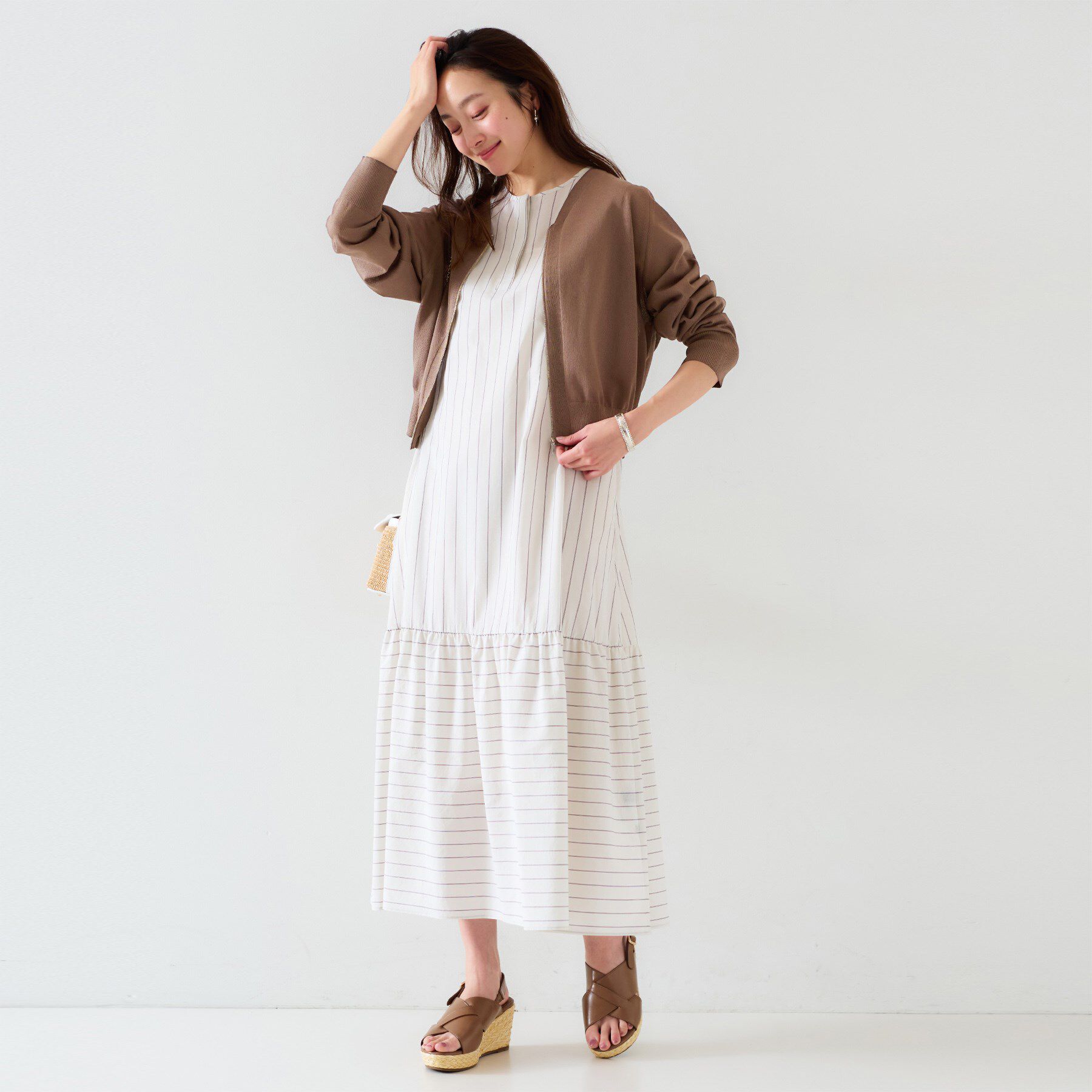 UNTITLED「【体型カバー/日除け】シアーニットカーディガン」|カーディガン|