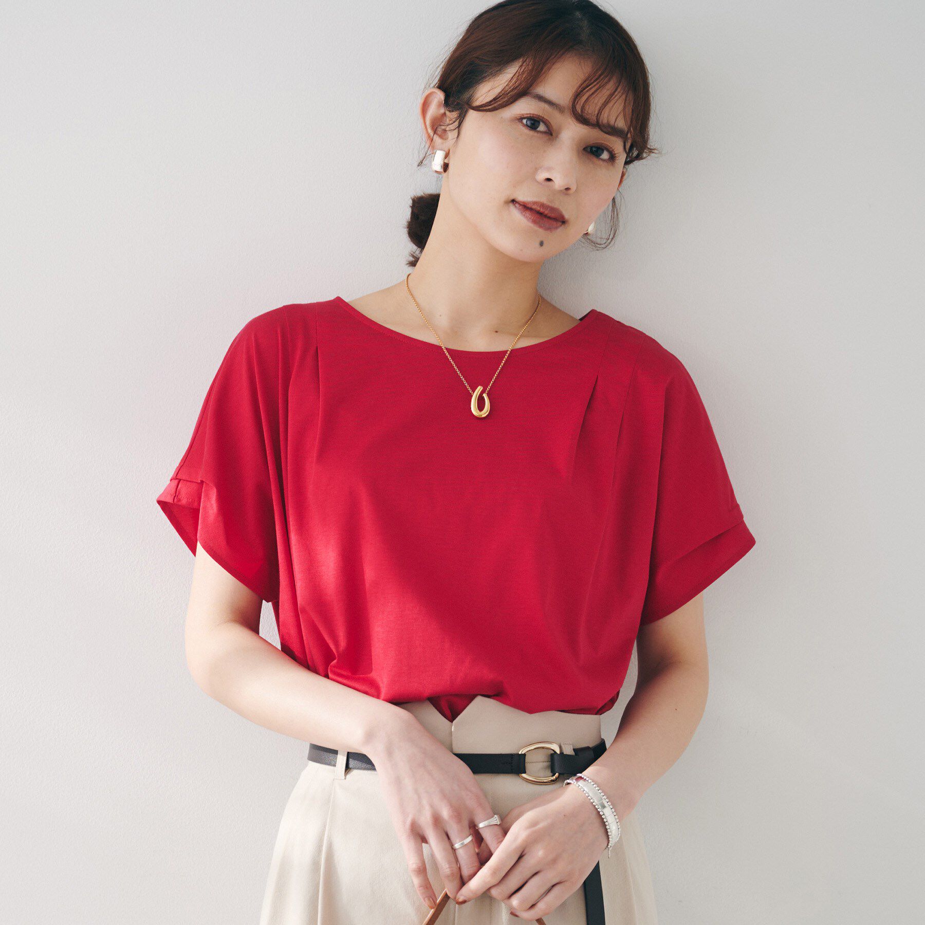 UNTITLED「【洗える】タック入りフレンチスリーブプルオーバー」|Tシャツ・カットソー|