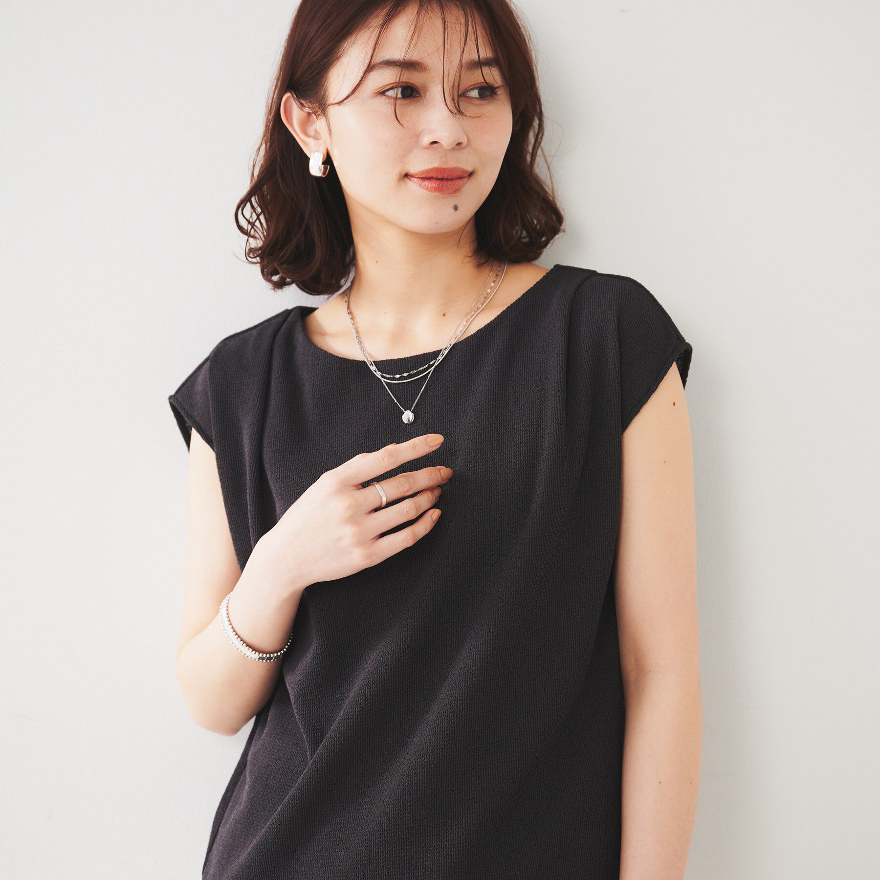 UNTITLED「【ジャージ素材】インナードッキングシアーカットソー」|Tシャツ・カットソー|