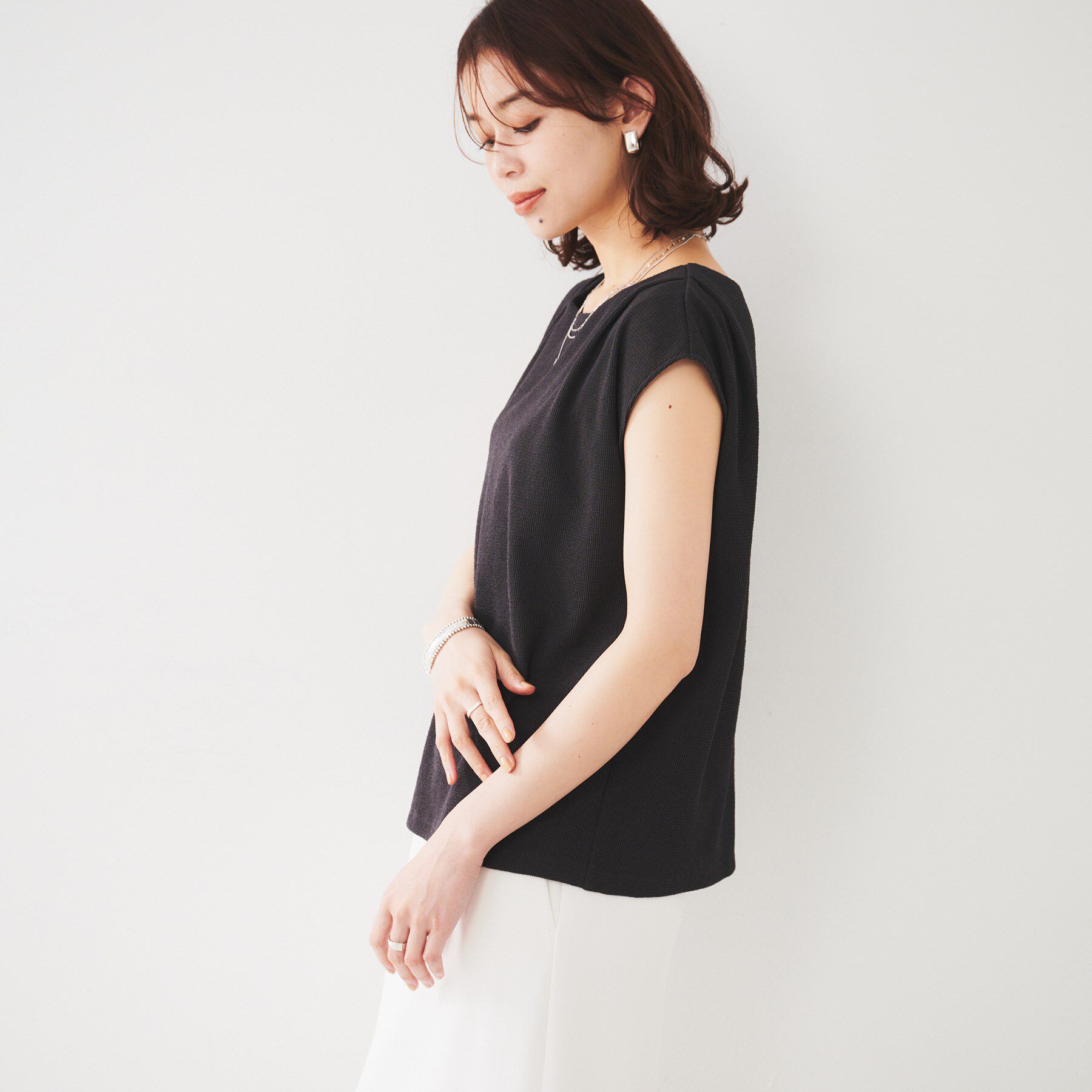 UNTITLED「【ジャージ素材】インナードッキングシアーカットソー」|Tシャツ・カットソー|