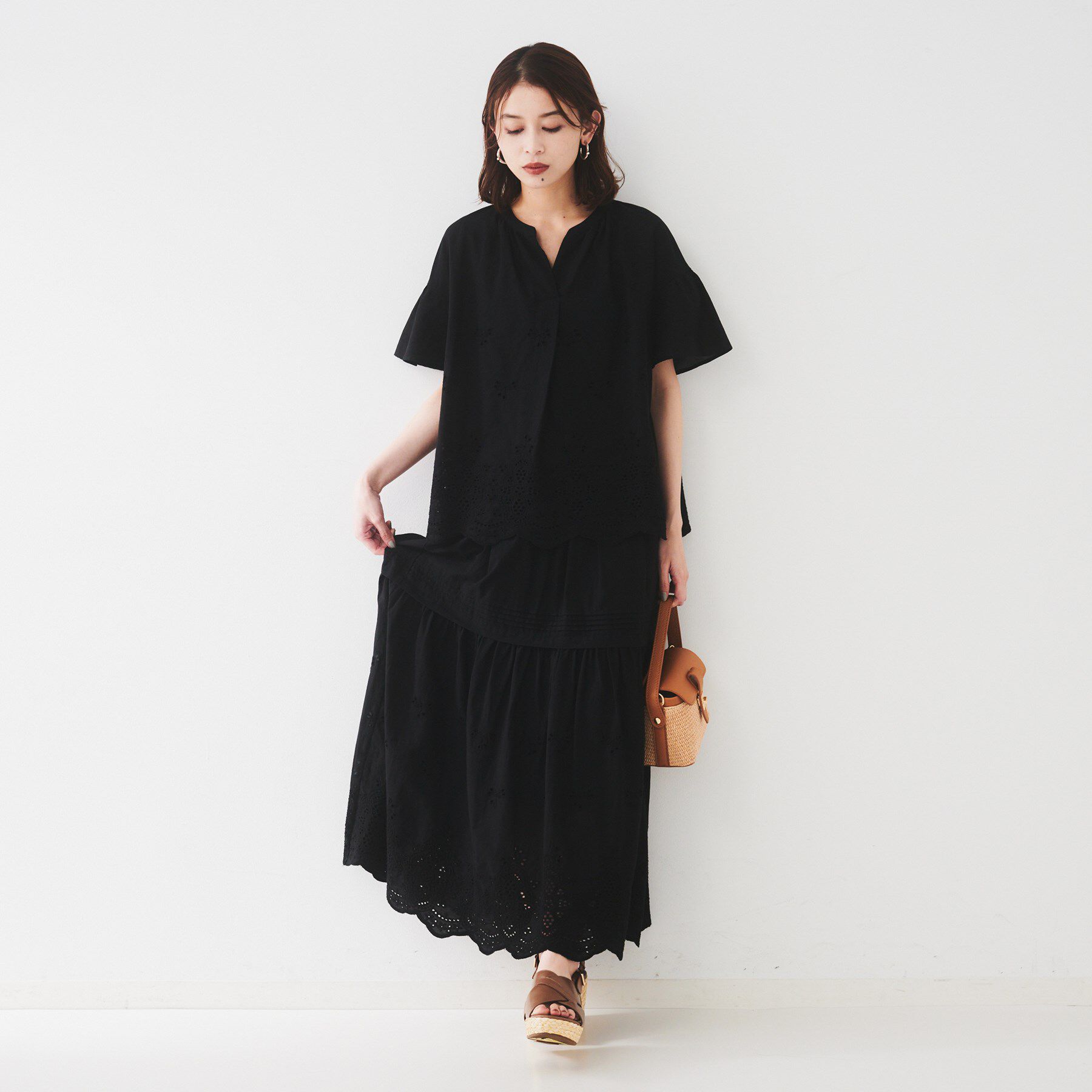 UNTITLED「【セットアップ可/コットン100】スカラップ刺繍ブラウス」|シャツ・ブラウス|