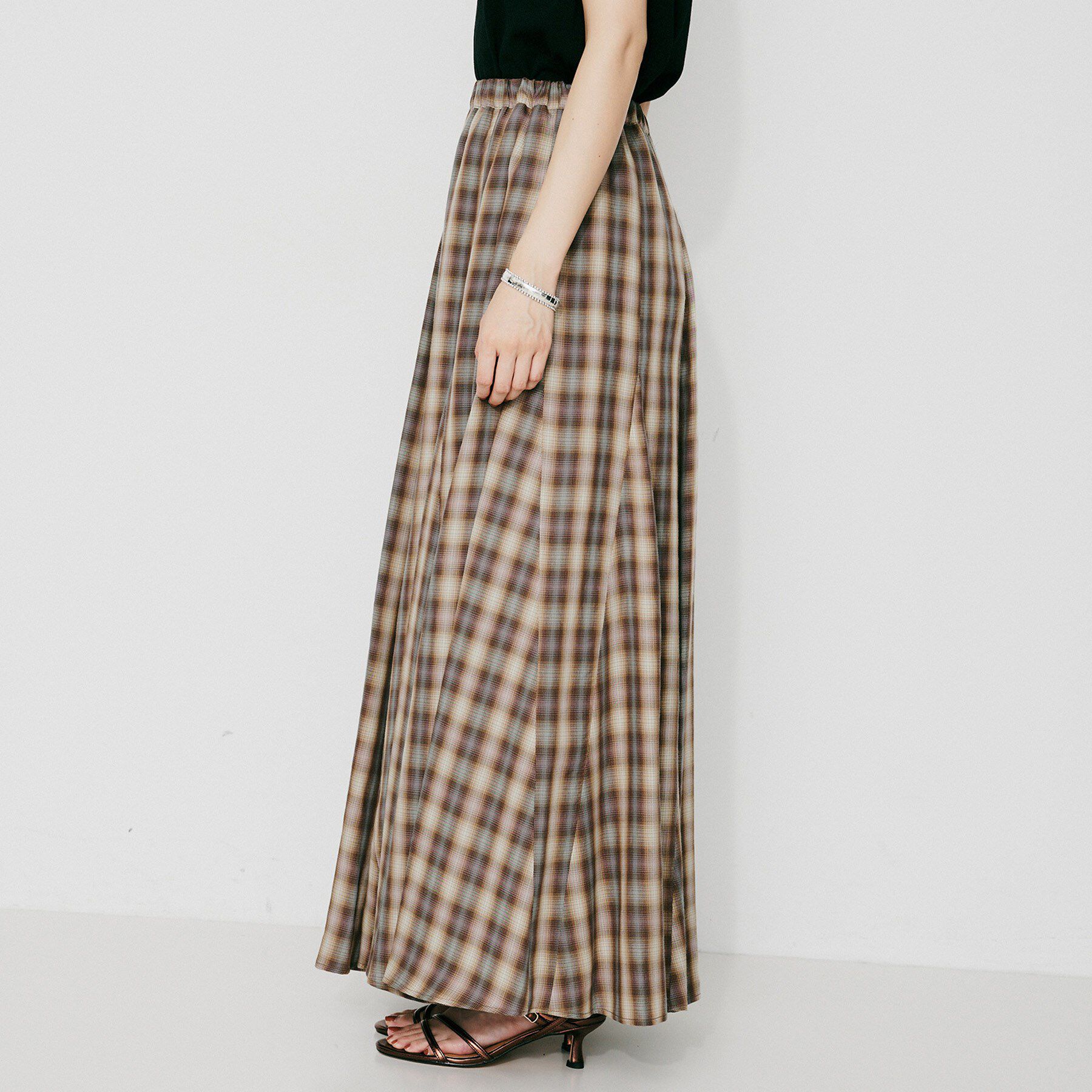 UNTITLED「【Munich】チェックフレアマキシスカート」|スカート|