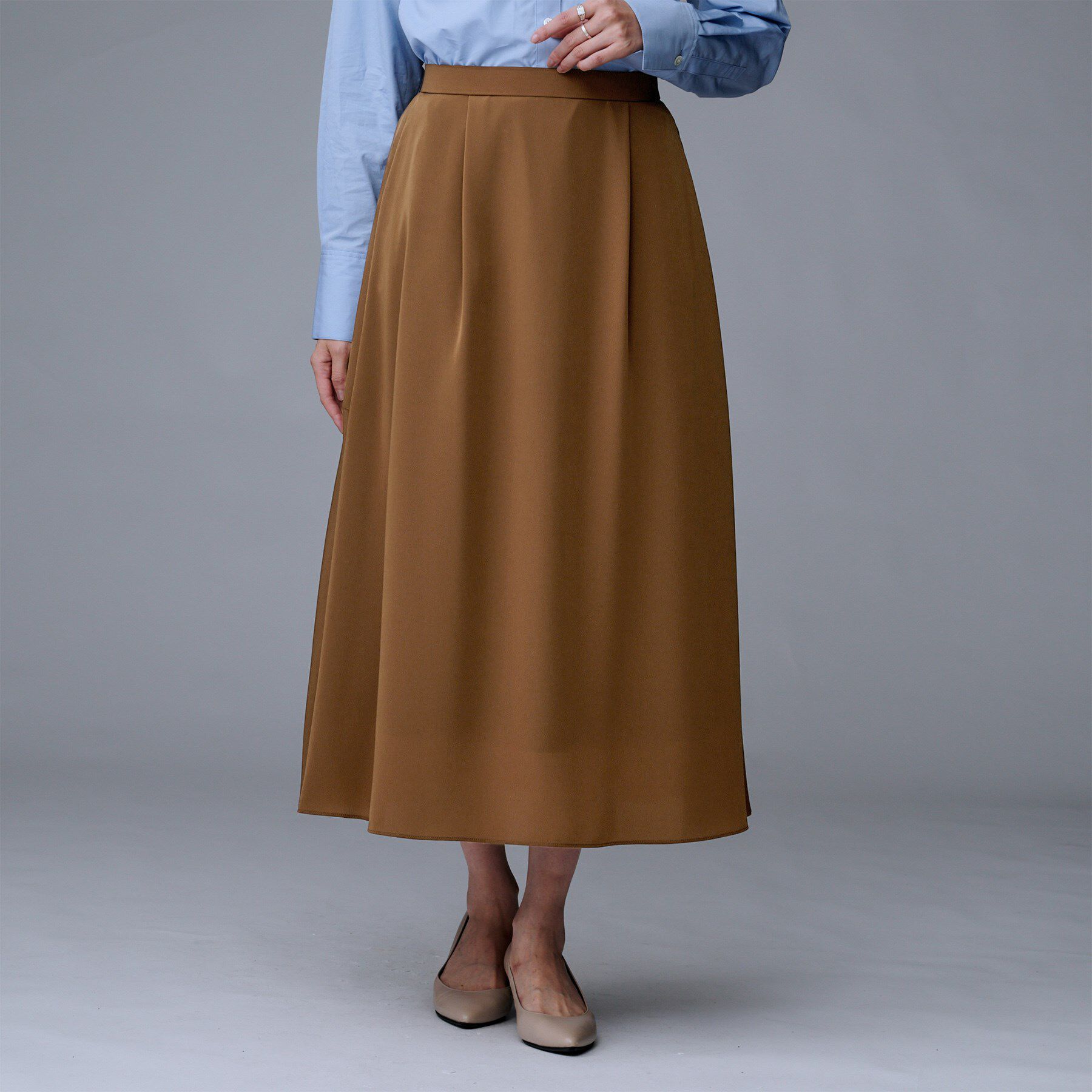 UNTITLED「【セットアップ可/後ろウエストゴム】リラクパウダースカート」|スカート|ブラウン(043)