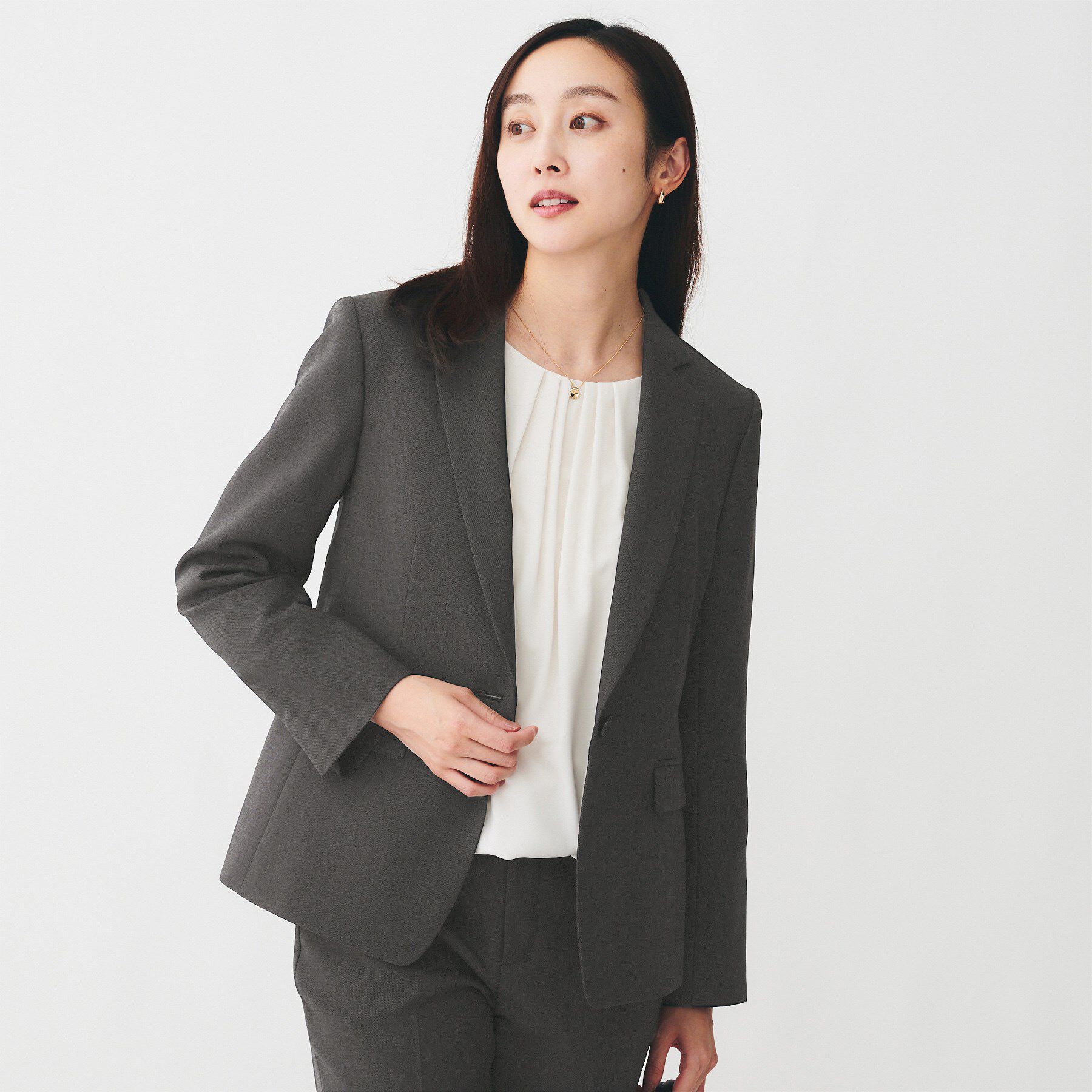 UNTITLED「【洗える/お仕事スーツ】ドライメランジ テーラードジャケット」|テーラードジャケット|チャコールグレー(6