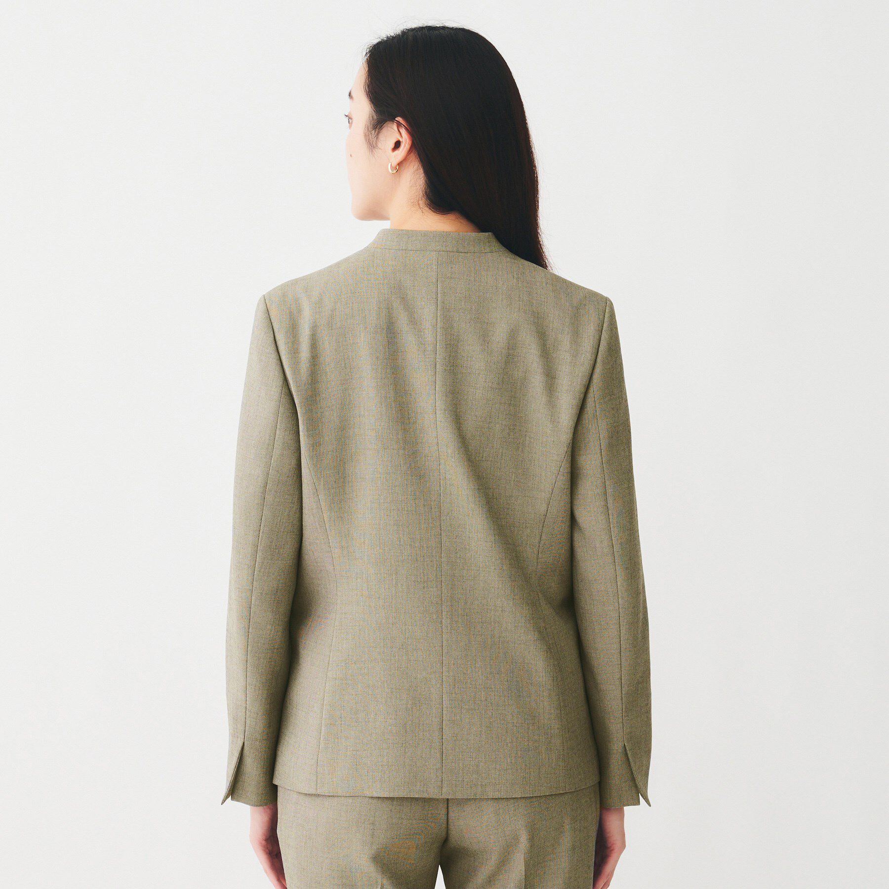 UNTITLED「【洗える/お仕事スーツ】ドライメランジ カラーレスジャケット」|ノーカラージャケット|