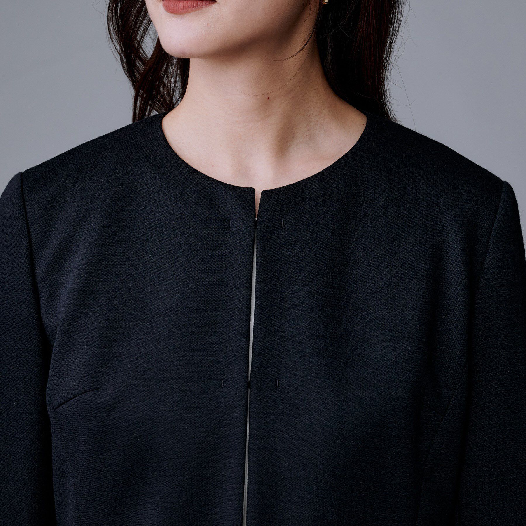 UNTITLED「【洗えるスーツ/ストレッチ】ウール混ジャージ ノーカラージャケット」|ノーカラージャケット|