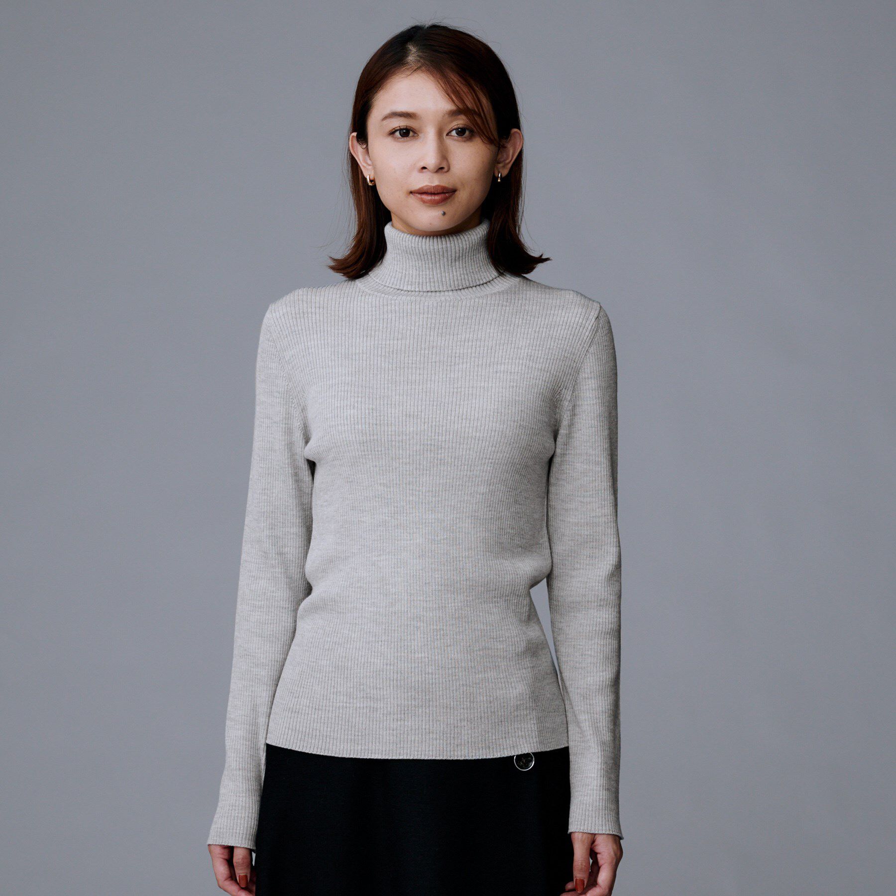 UNTITLED「【洗える/アンサンブル可能/ウール100%】リブタートルネックウールニット」|ニット・セーター|