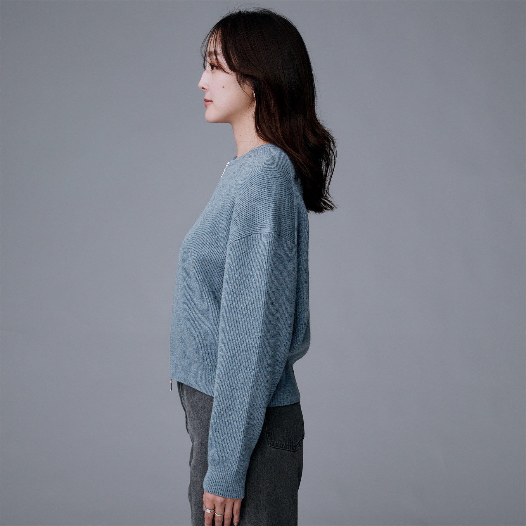 UNTITLED「【ゆったりサイズ／着丈短め】ジップニットカーディガン」|カーディガン|