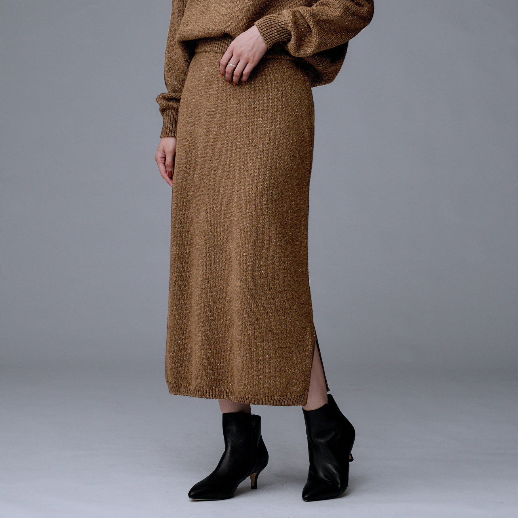 UNTITLED「【セットアップ可/ウエストゴム】ラメニットナロースカート」|スカート|