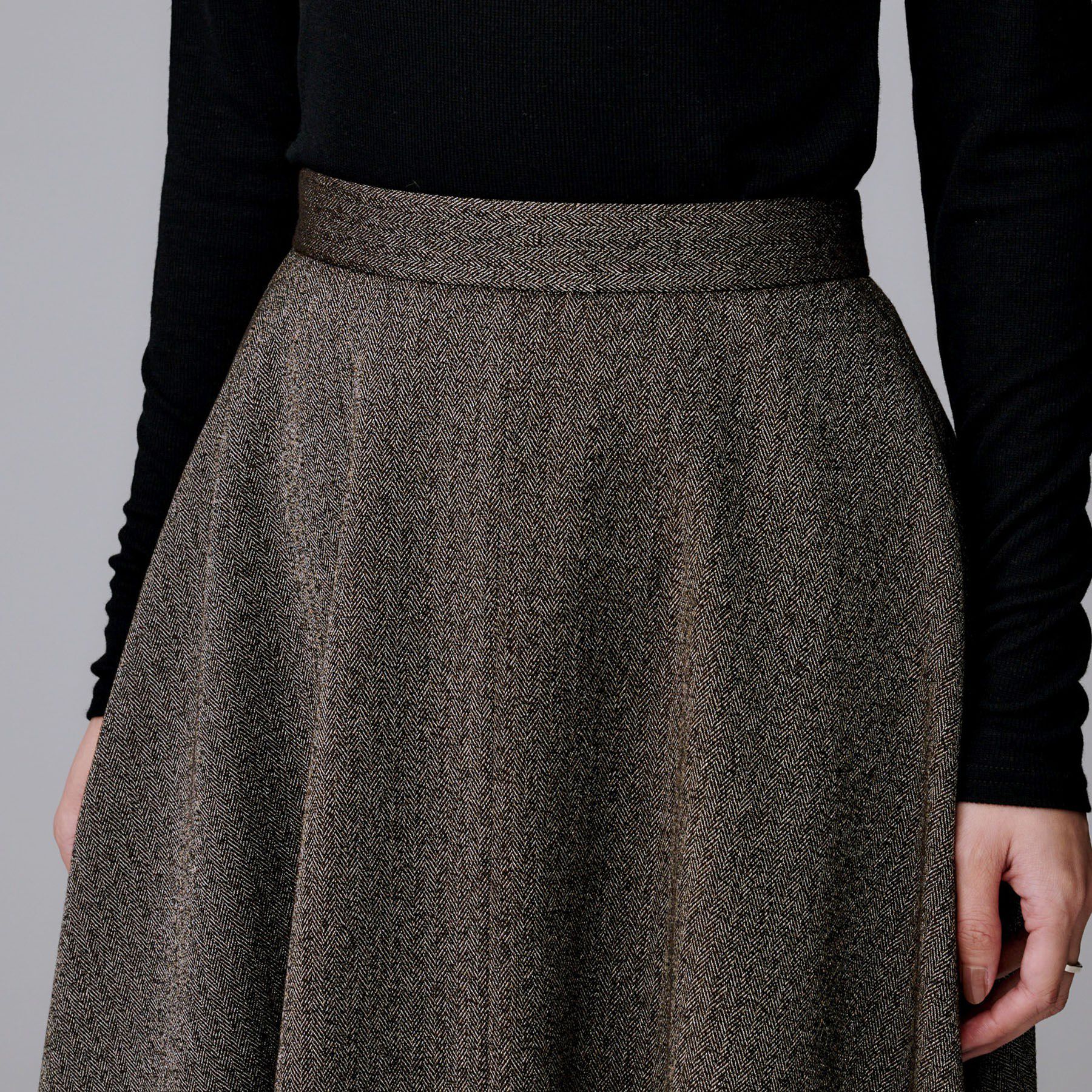 UNTITLED「【ミディ丈/ウール混】クラシカルヘリンボーン　ラメスカート」|スカート|