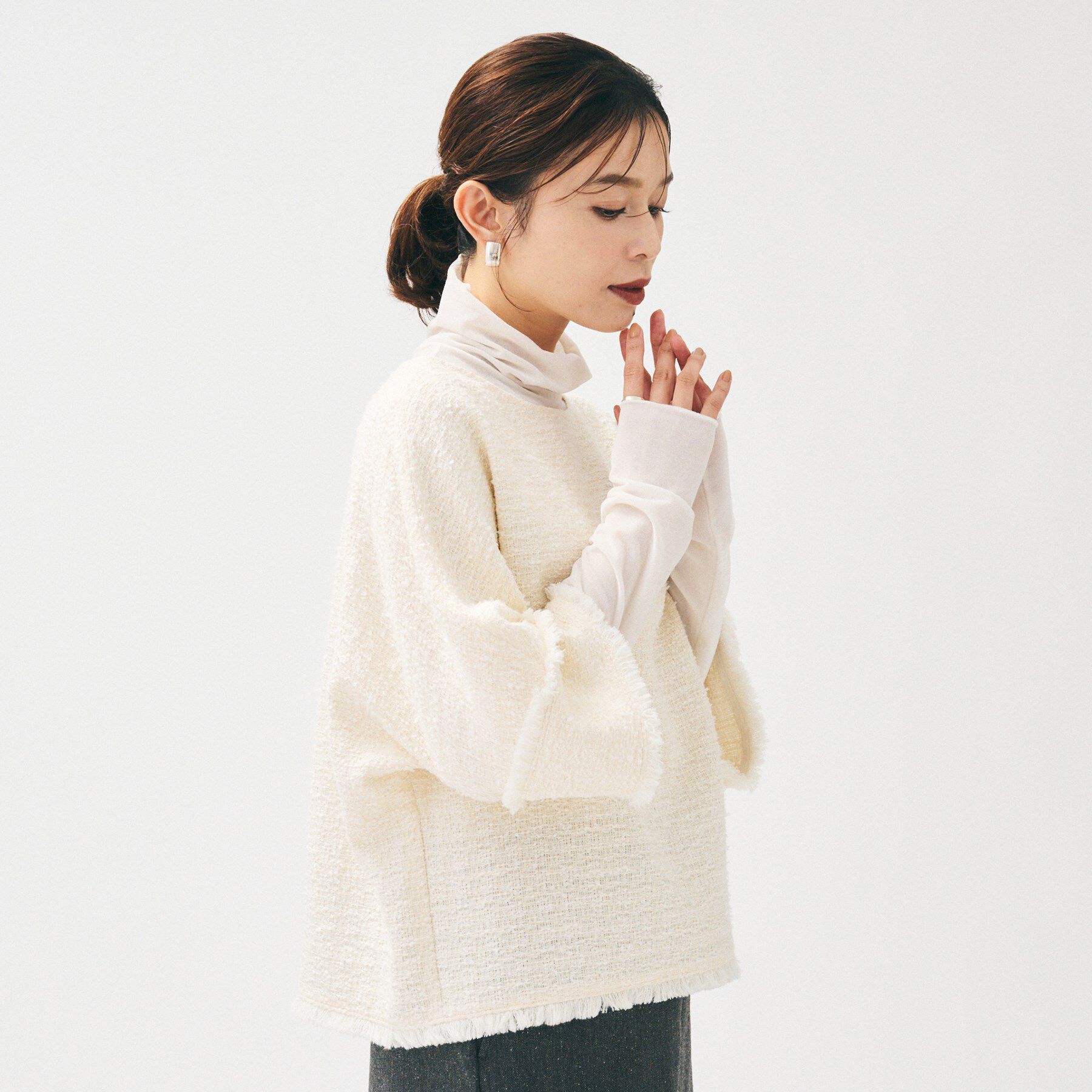 UNTITLED「【きれいめ／体型カバー】ツイードドルマントップス」|シャツ・ブラウス|