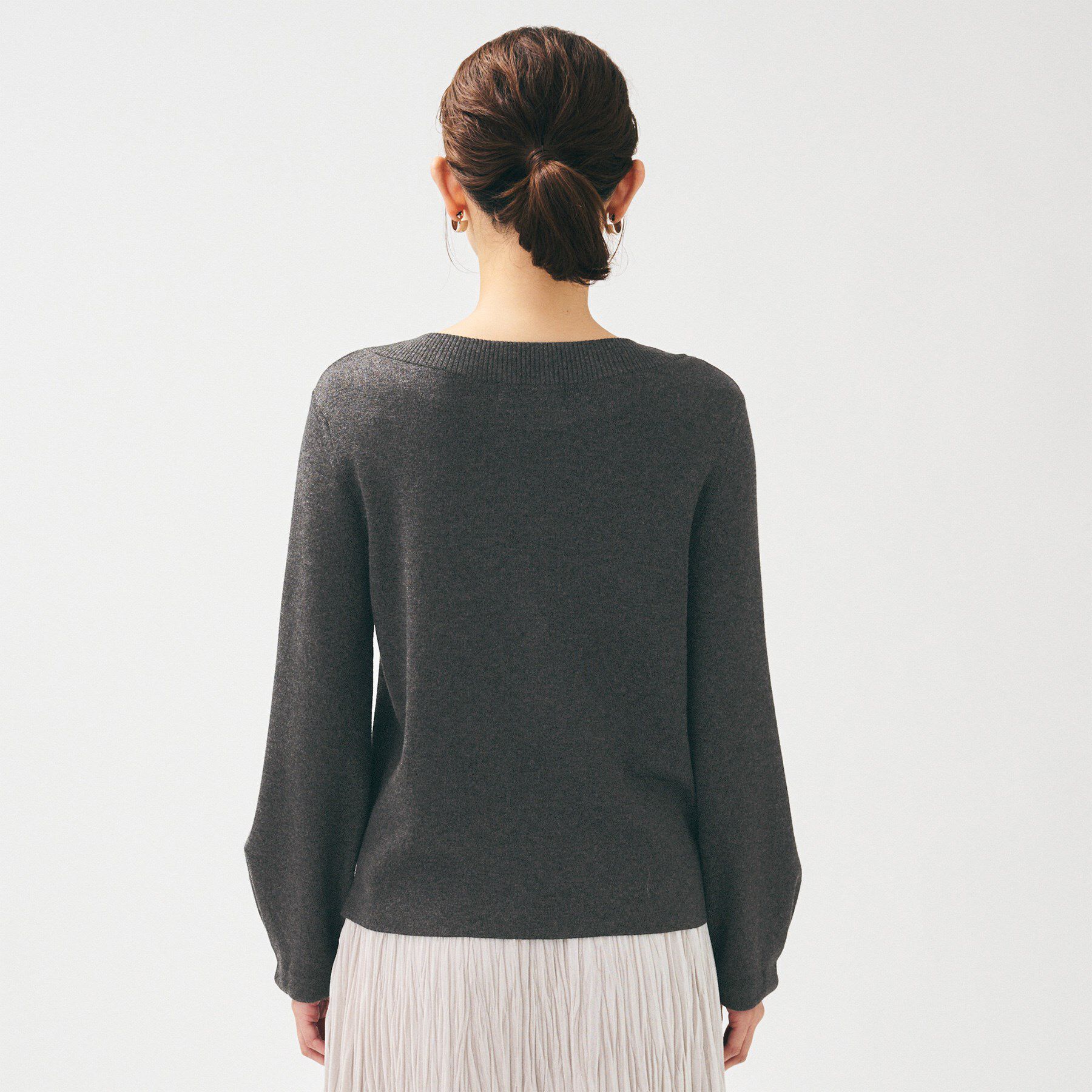 UNTITLED「【きれいめ/洗える】ラメ入りワイドボートネックニット」|ニット・セーター|