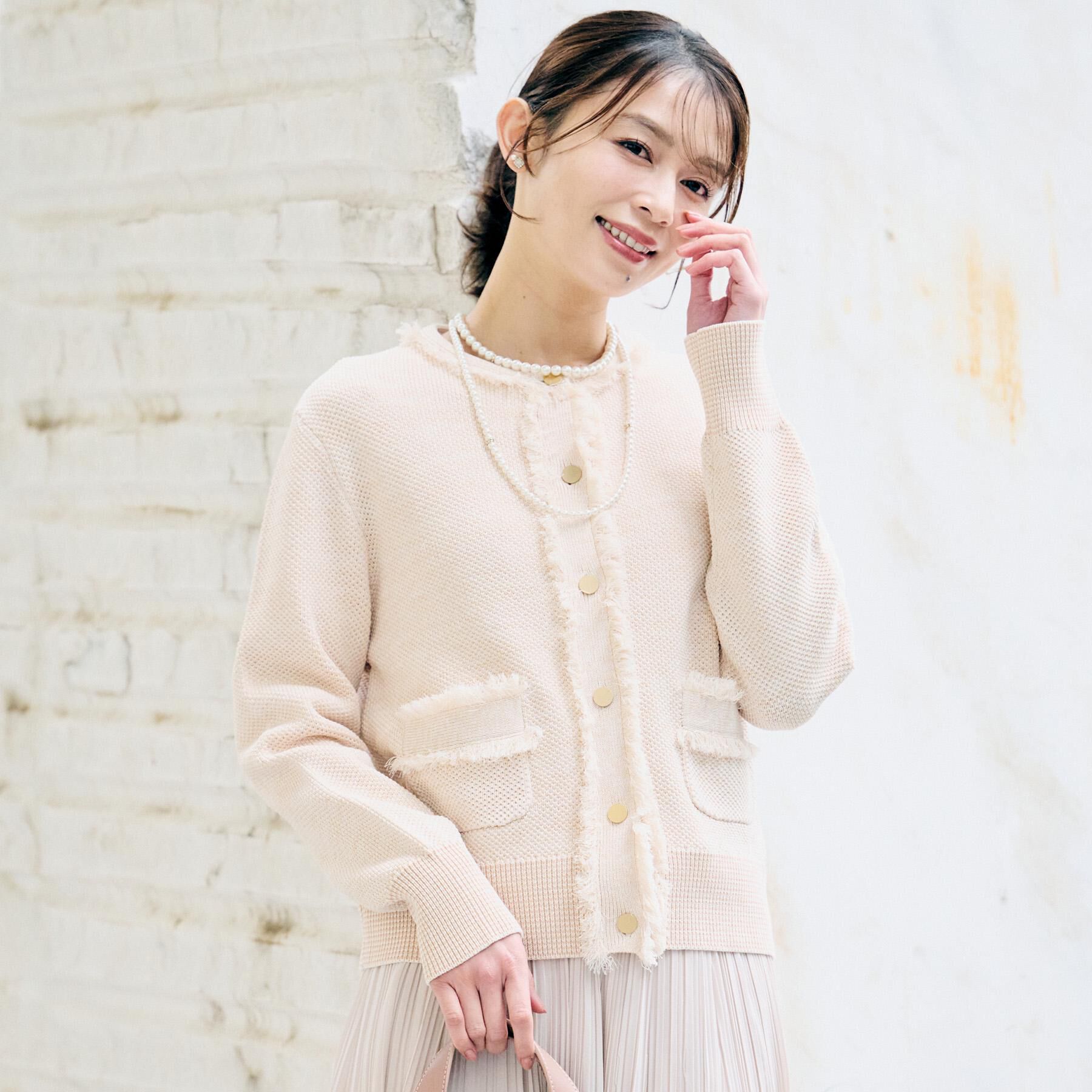 UNTITLED「【洗える/ジャケット風】ツイードニットカーディガン」|カーディガン|