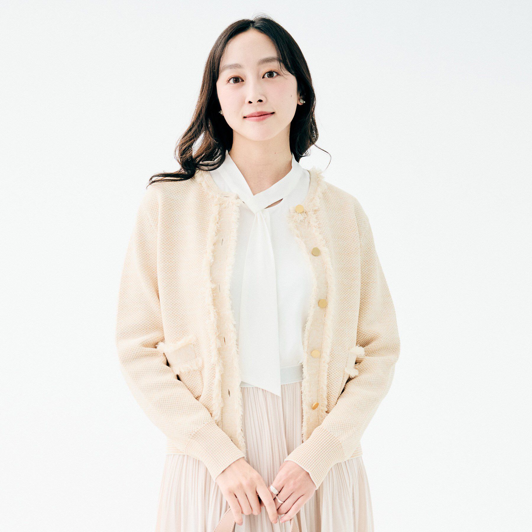 UNTITLED「【洗える/ジャケット風】ツイードニットカーディガン」|カーディガン|