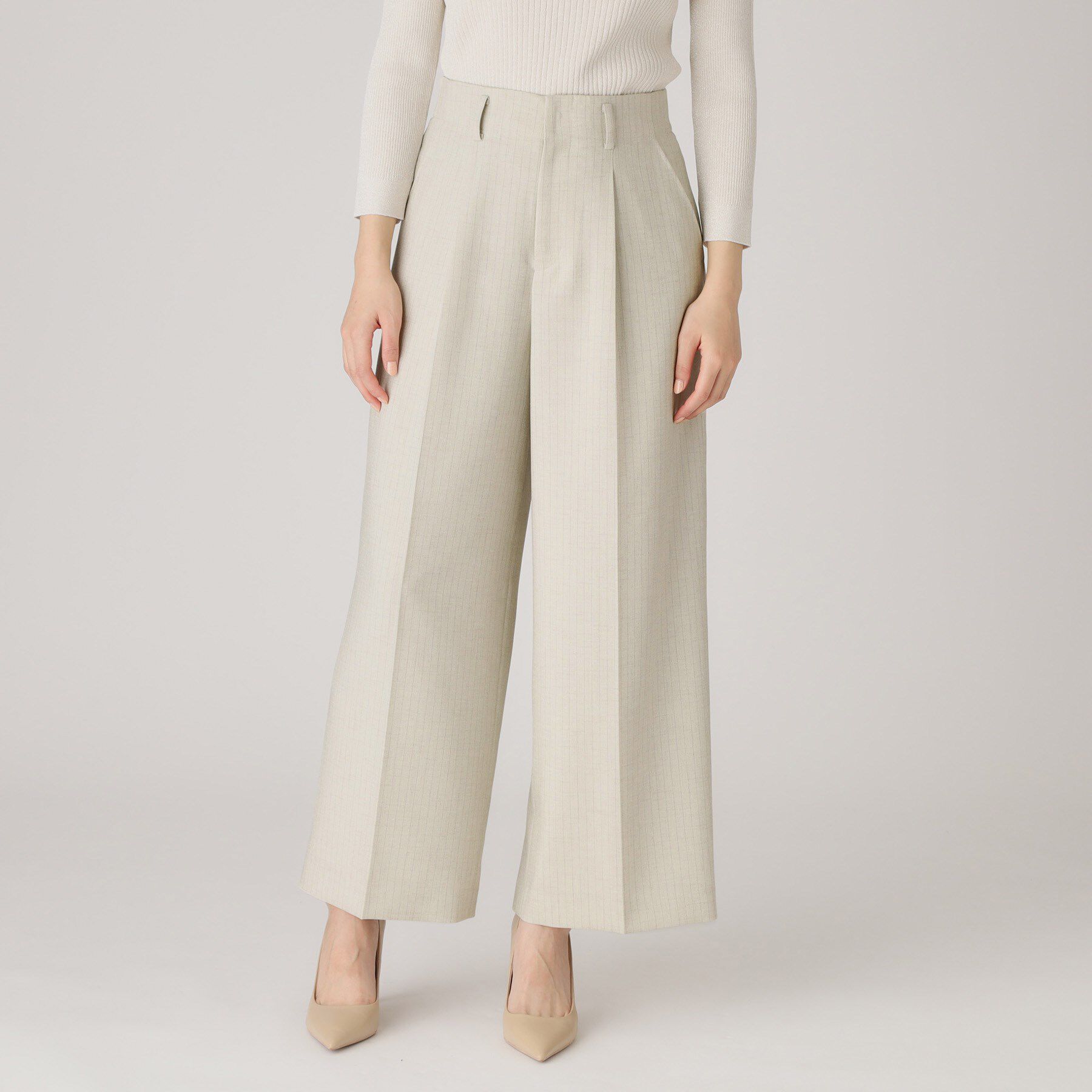 COUP DE CHANCE「【洗える／ウエスト後ろゴム】ストライプ柄ワイドパンツ」|その他|