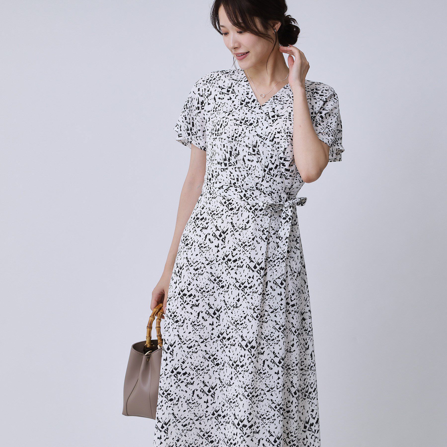 COUP DE CHANCE「【手洗い可／日本製】カシュクール風ワンピース」|ワンピース|ブラック(119)