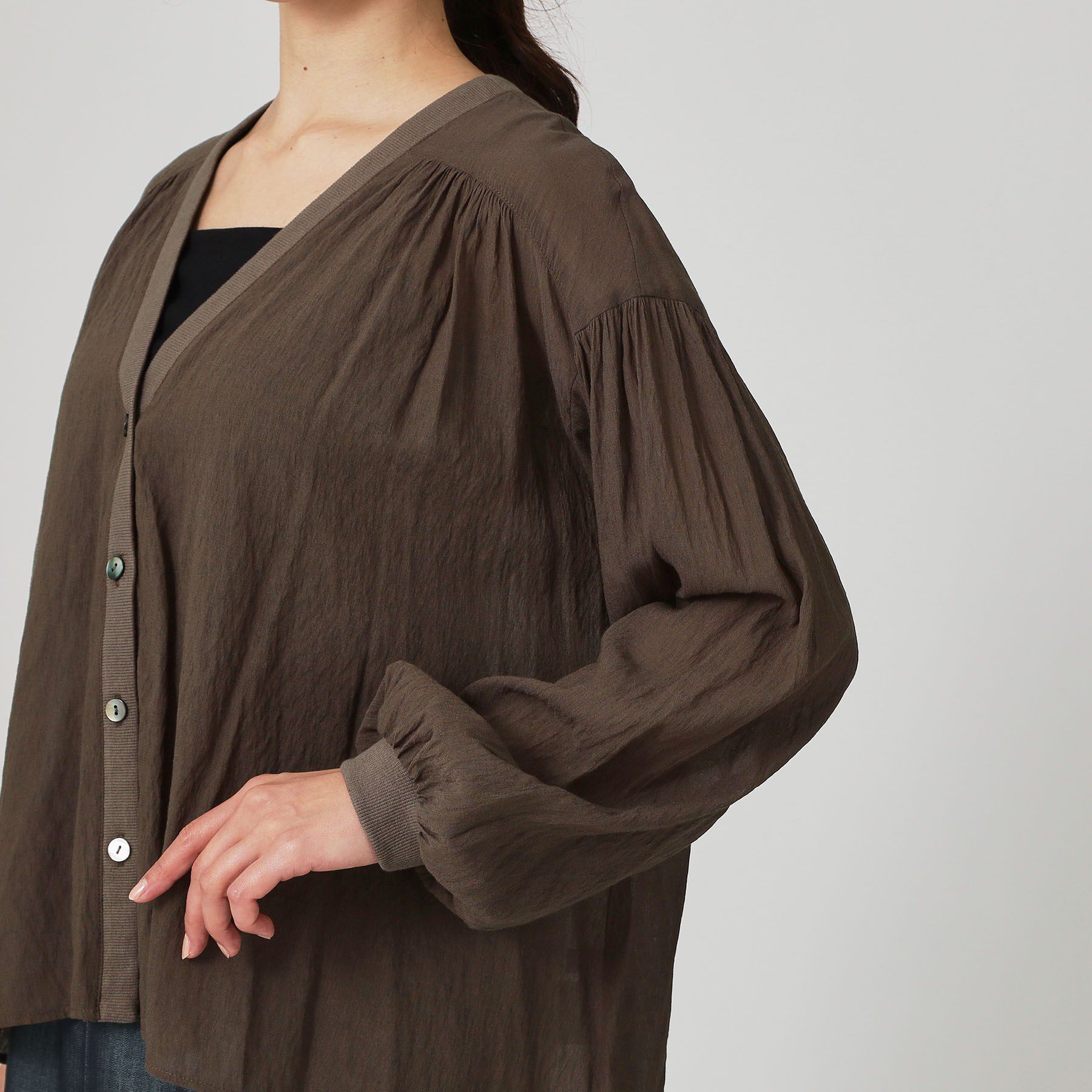 COUP DE CHANCE「【手洗い可】エアリーなシャツ風カーディガン」|カーディガン|