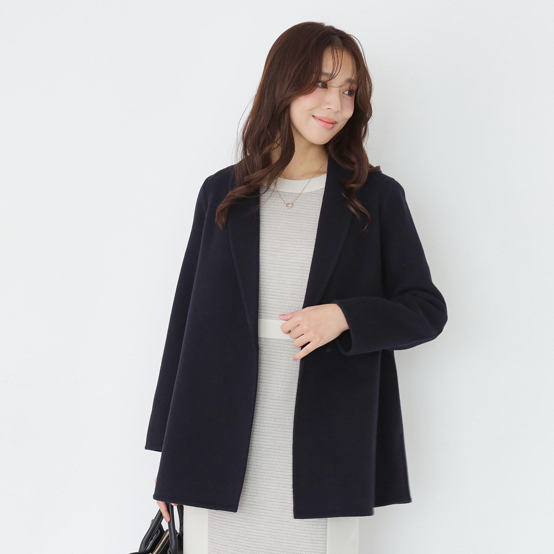 COUP DE CHANCE「【リバー仕立て／裏地無し】軽く羽織れるウールリバーコート」|ステンカラーコート|