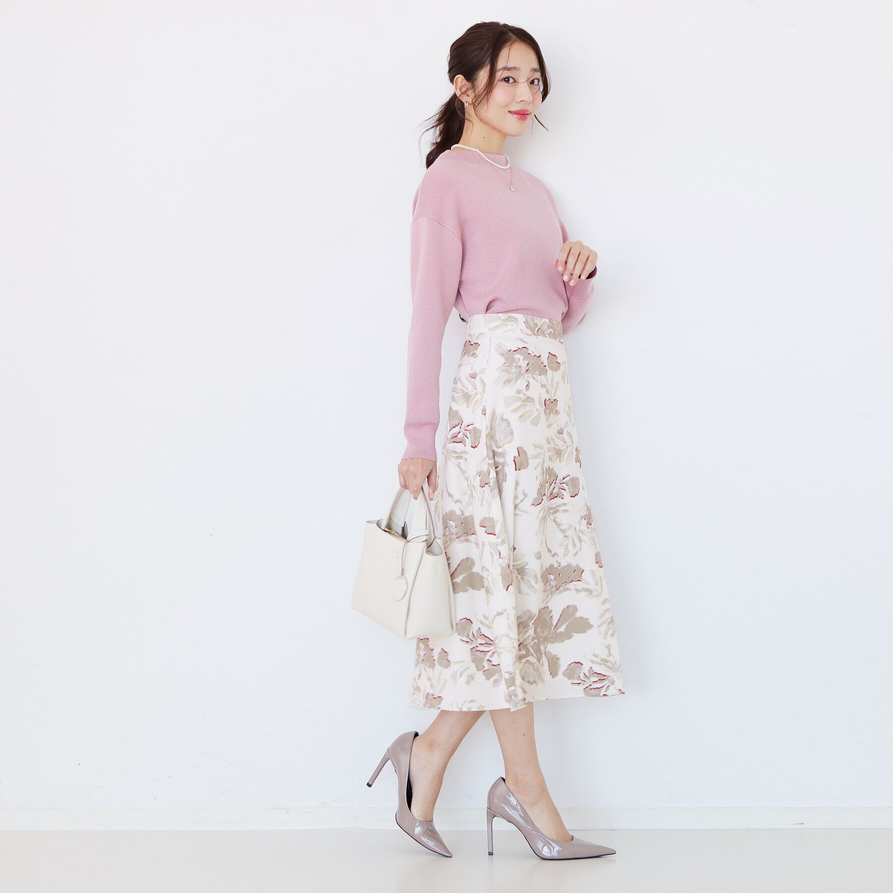 COUP DE CHANCE「【手洗い可／日本製／ウエスト後ろゴム】フラワー柄フレアスカート」|スカート|