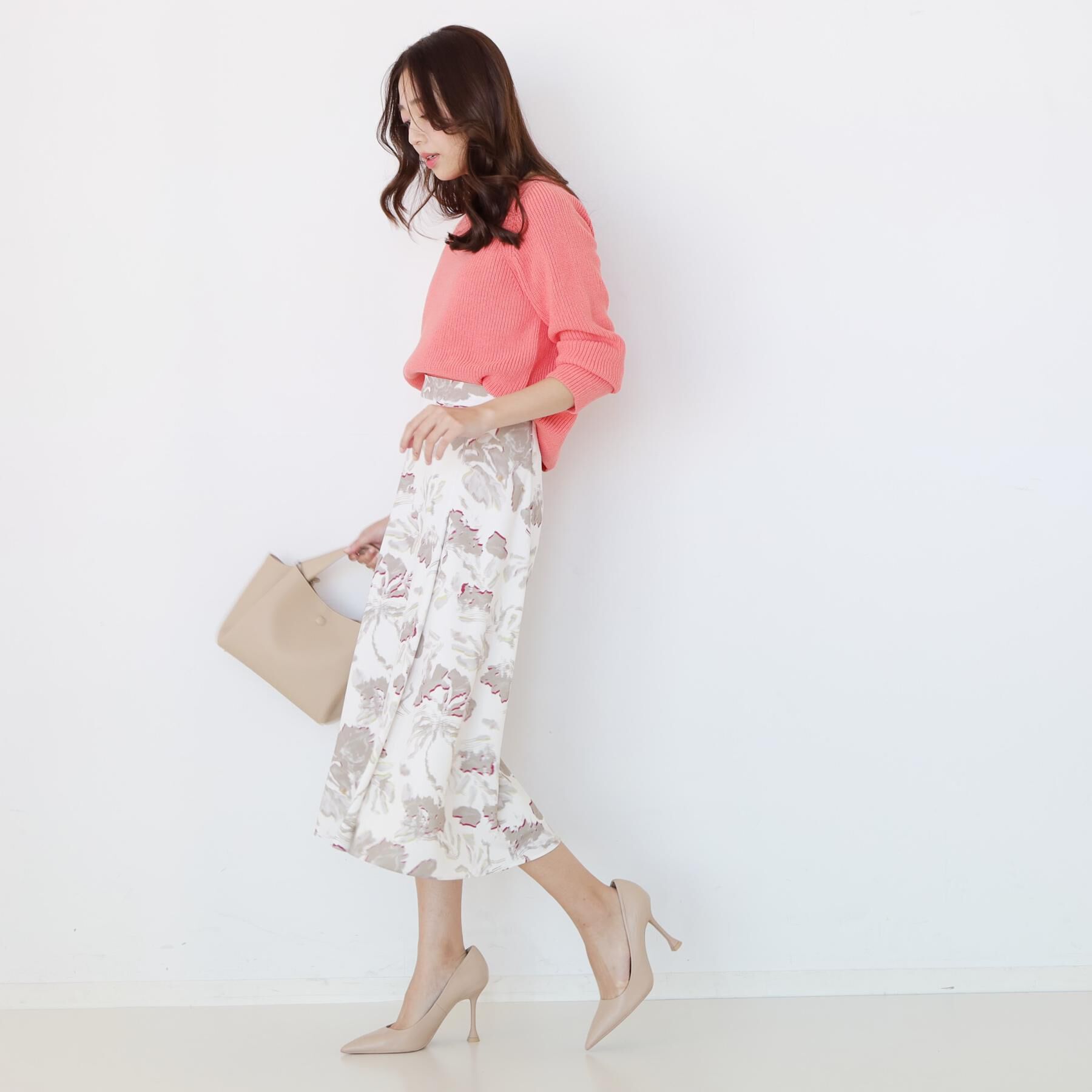 COUP DE CHANCE「【手洗い可／日本製／ウエスト後ろゴム】フラワー柄フレアスカート」|スカート|