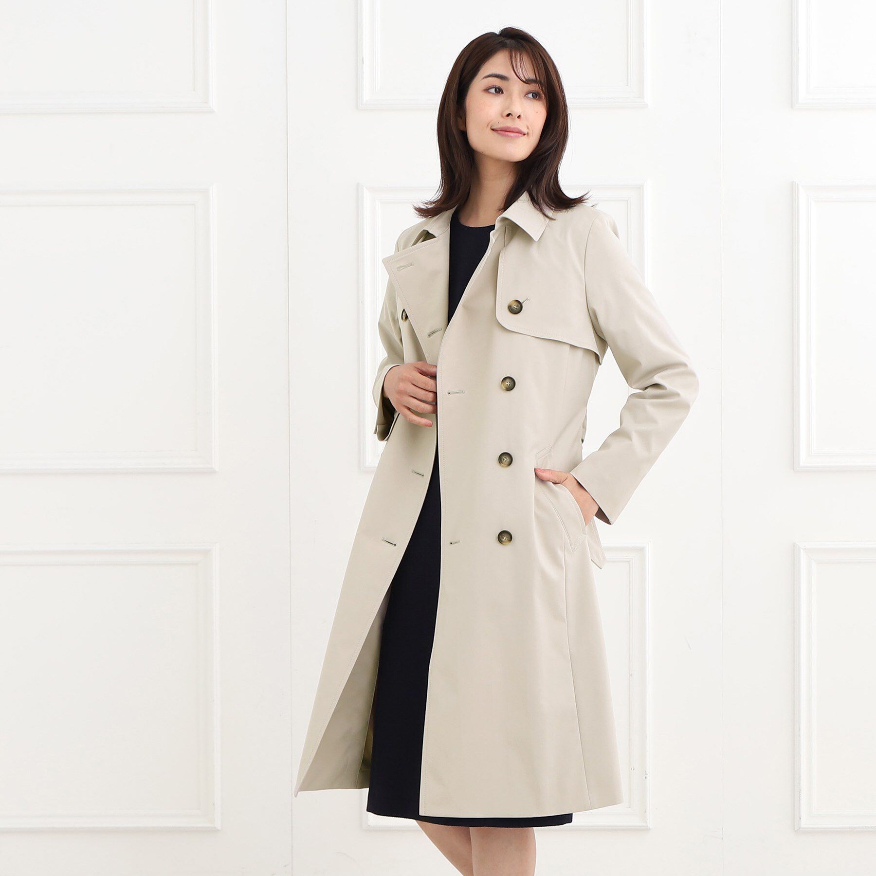 Reflect「【フォーマル/お仕事にもおすすめ／ライナー取り外し可】中綿ライナー付トレンチコート」|トレンチコート|ベージュ(052)