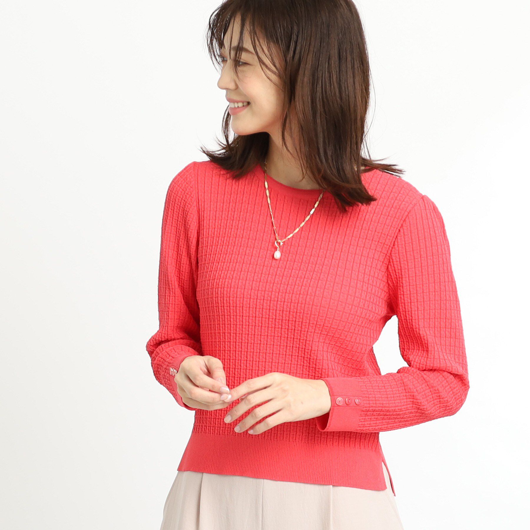Reflect「スリーブデザインニット」|ニット・セーター|レッド(061)