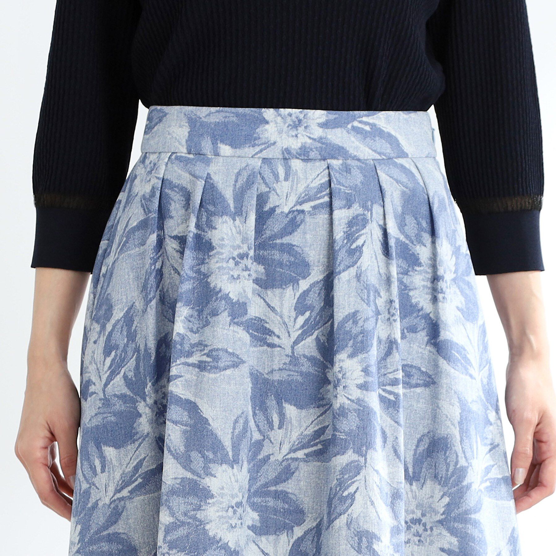 Reflect「【マシンウォッシュ可】デニムフラワーフレアスカート」|スカート|