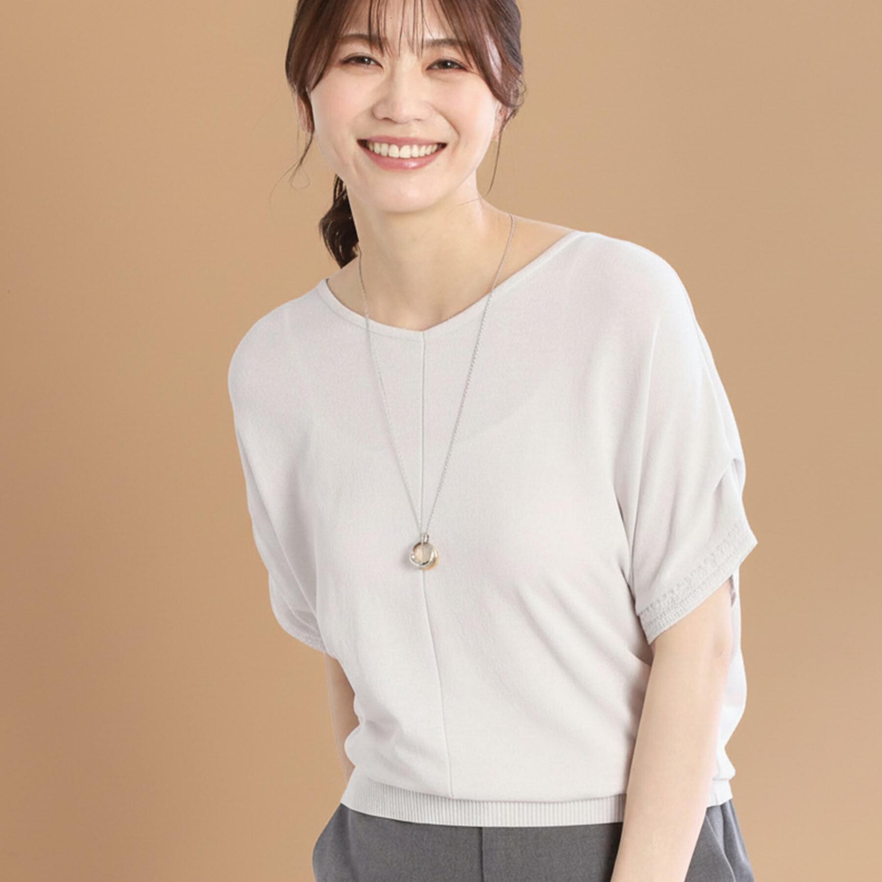 Reflect「【選べる7色◎／手洗い可／二の腕カバー】半袖ニット」|ニット・セーター|ライトグレー(011