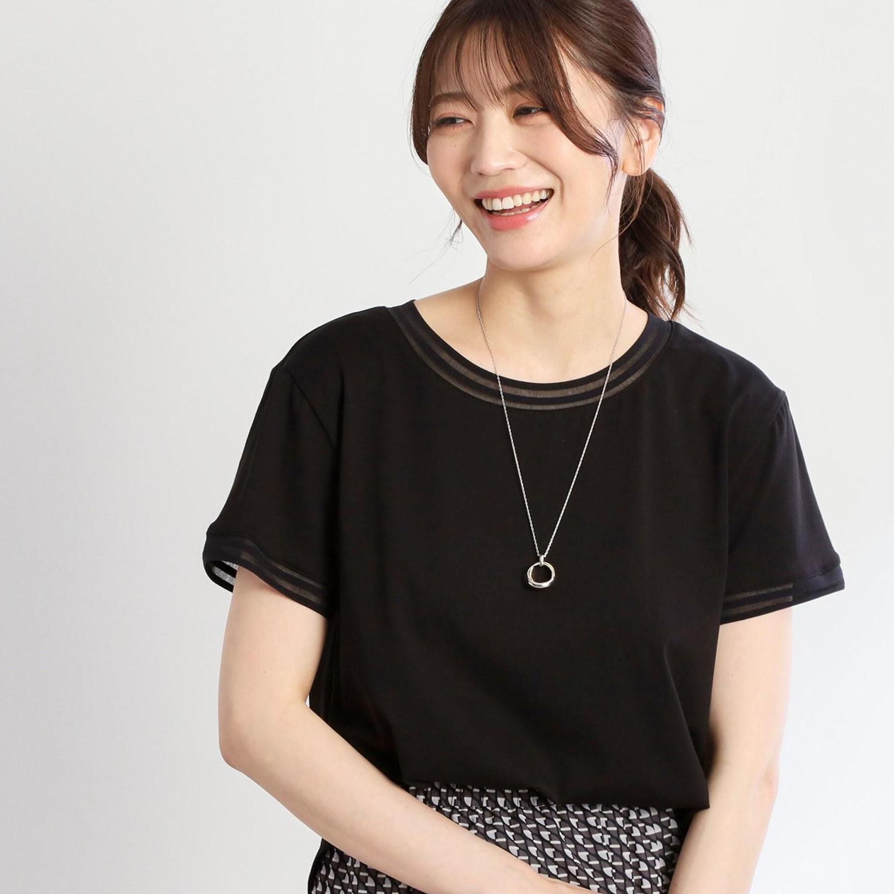 Reflect「【インナーにおすすめ◎】シアーネックデザインプルオーバー」|Tシャツ・カットソー|ブラック(019)