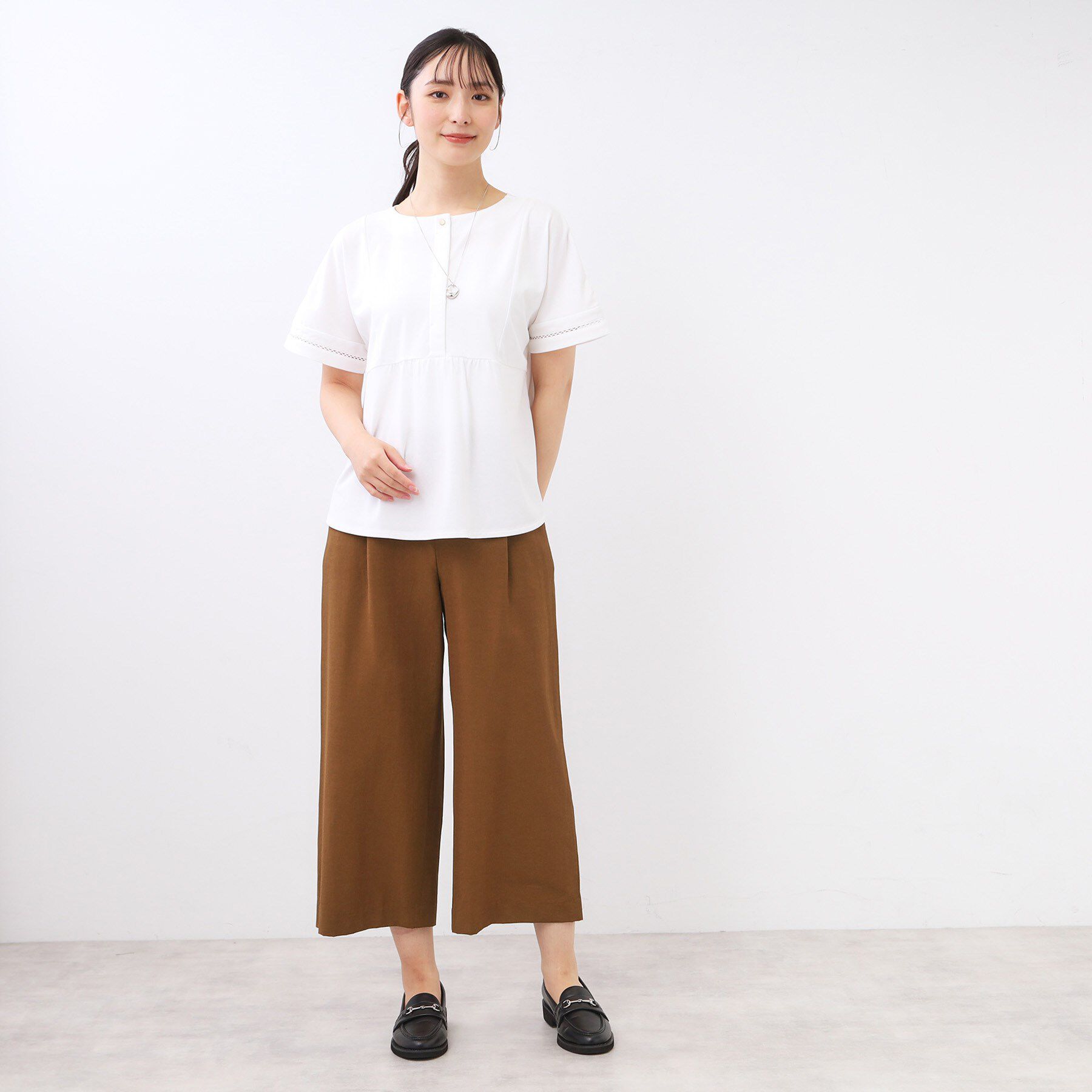 Reflect「【お腹・腰周りすっきり見え◎】ストレッチワイドクロップドパンツ」|その他|