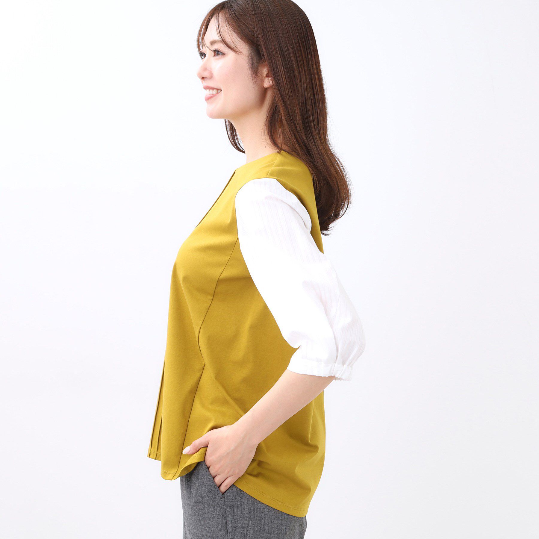 Reflect「【アウターを着てもすっきり／体型カバー／腰周りが気にならない】長め丈プルオーバージャージ」|Tシャツ・カットソー|