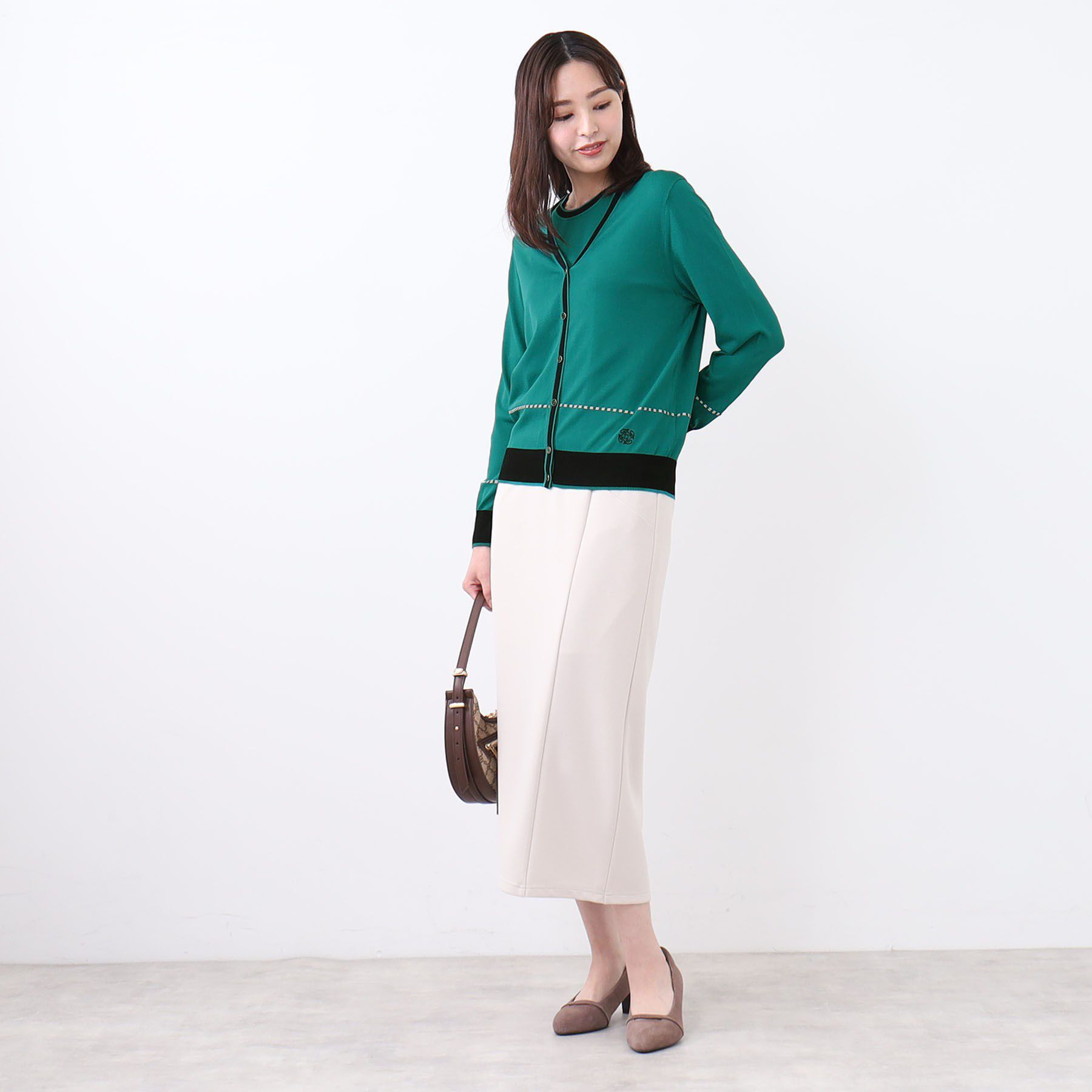 Reflect「【WEB先行カラーあり／手洗い可／アンサンブル可】バイカラーカーディガン」|カーディガン|