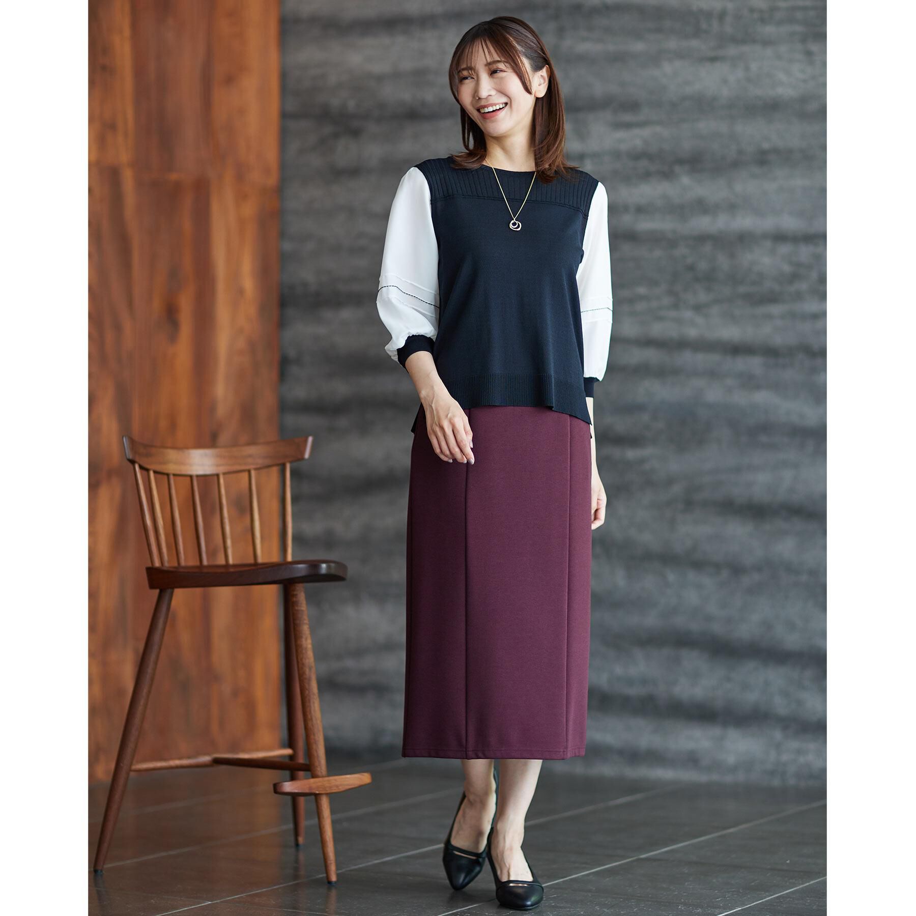 Reflect「【すっきり見え／ウエスト総ゴム】ジャージナロースカート」|スカート|