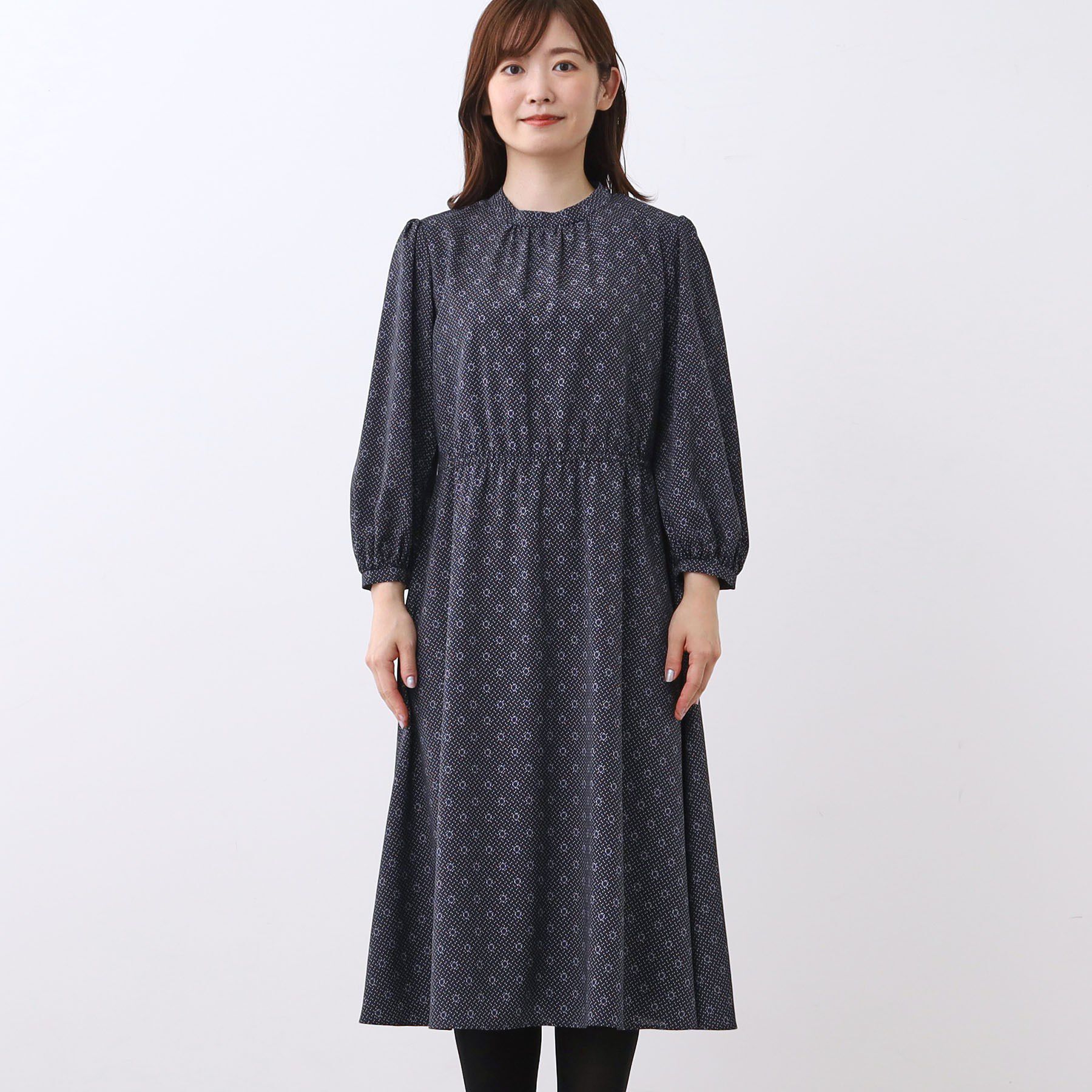 Reflect「【きちんと見え／通勤／セレモニーにおすすめ◎】ドット&times;ダイヤ柄ワンピース」|ワンピース|