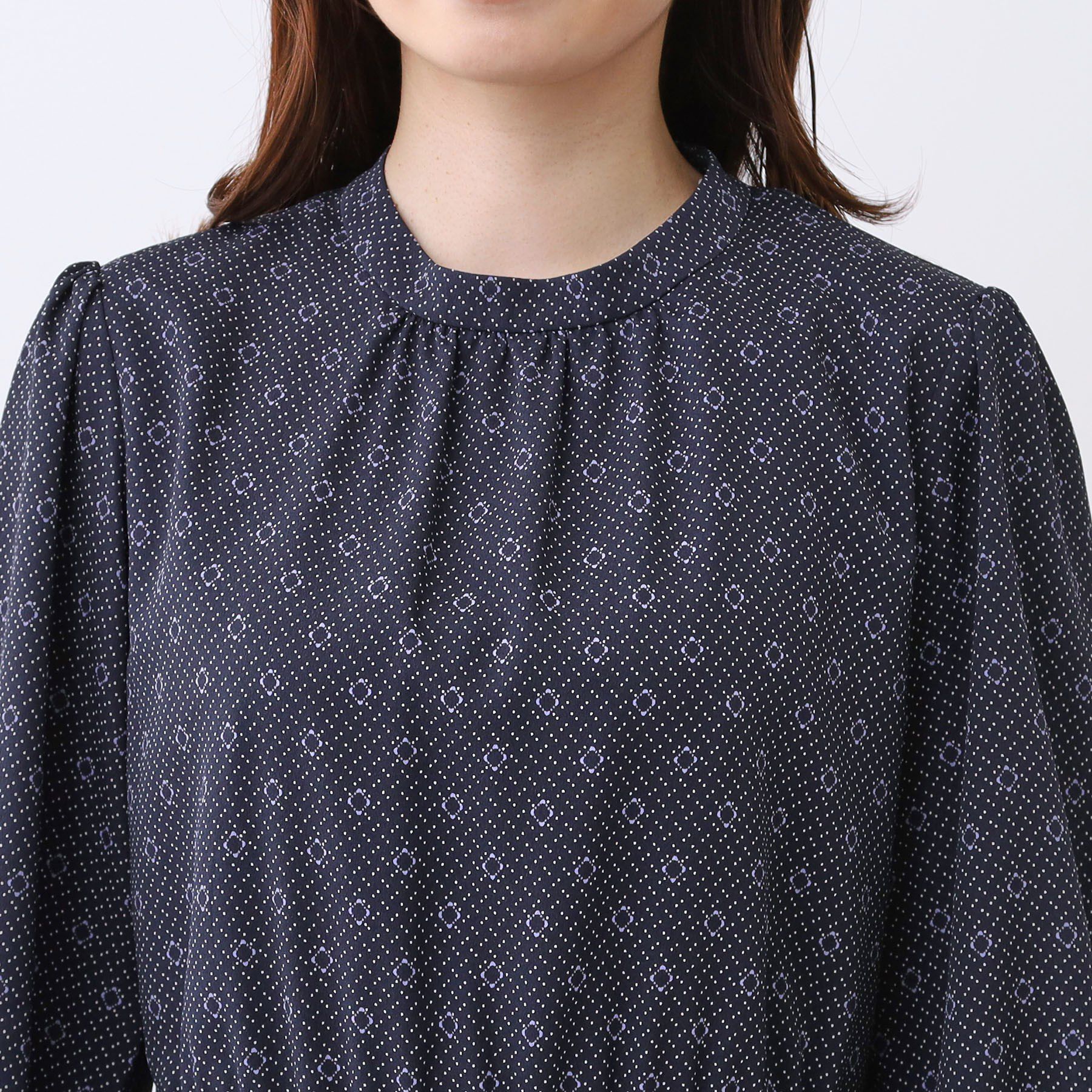 Reflect「【きちんと見え／通勤／セレモニーにおすすめ◎】ドット&times;ダイヤ柄ワンピース」|ワンピース|