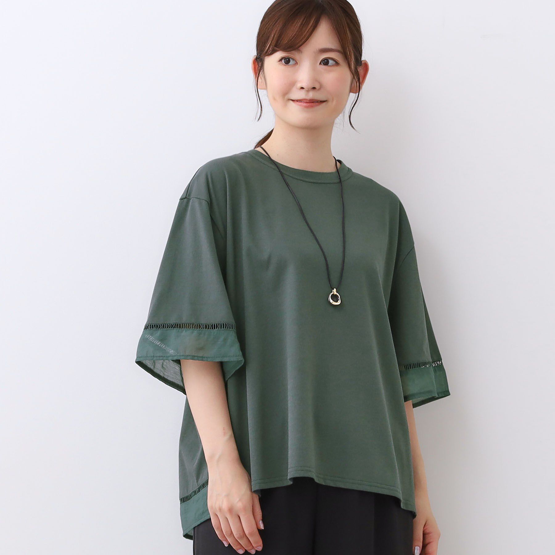 Reflect「【E‐QUALITY／体型カバー】シアー&times;レースデザインプルオーバー」|Tシャツ・カットソー|