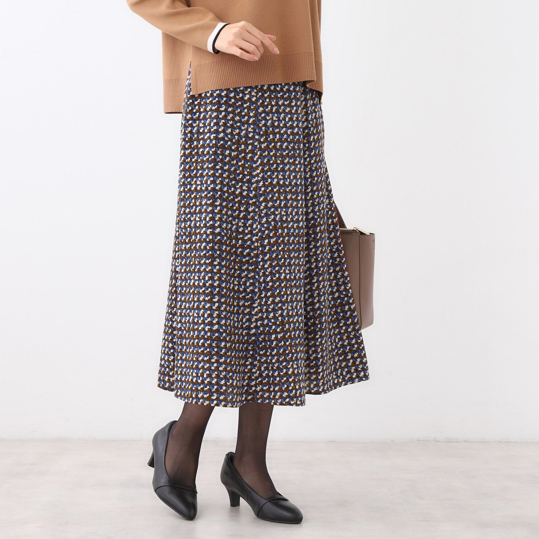 Reflect「【ニットスタイルが華やかに◎】チドリ風プリントフレアスカート」|スカート|