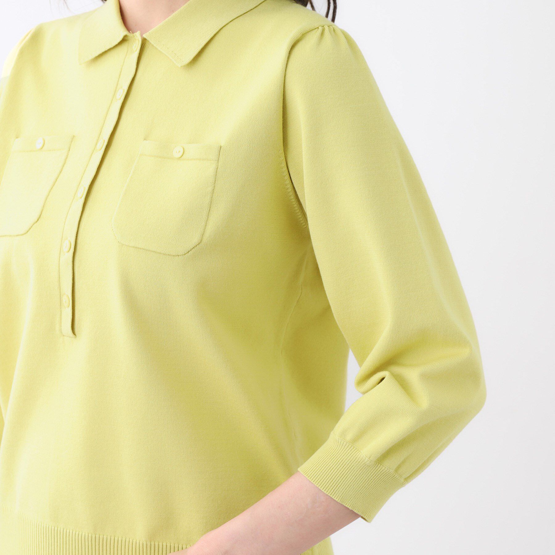 Reflect「【透けにくい◎】衿付き七分袖ニット」|ニット・セーター|