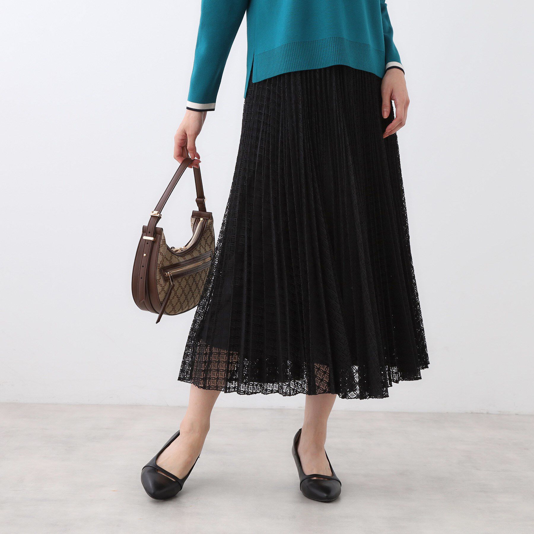 Reflect「【イージーケア】サークルダイヤ柄レースプリーツスカート」|スカート|