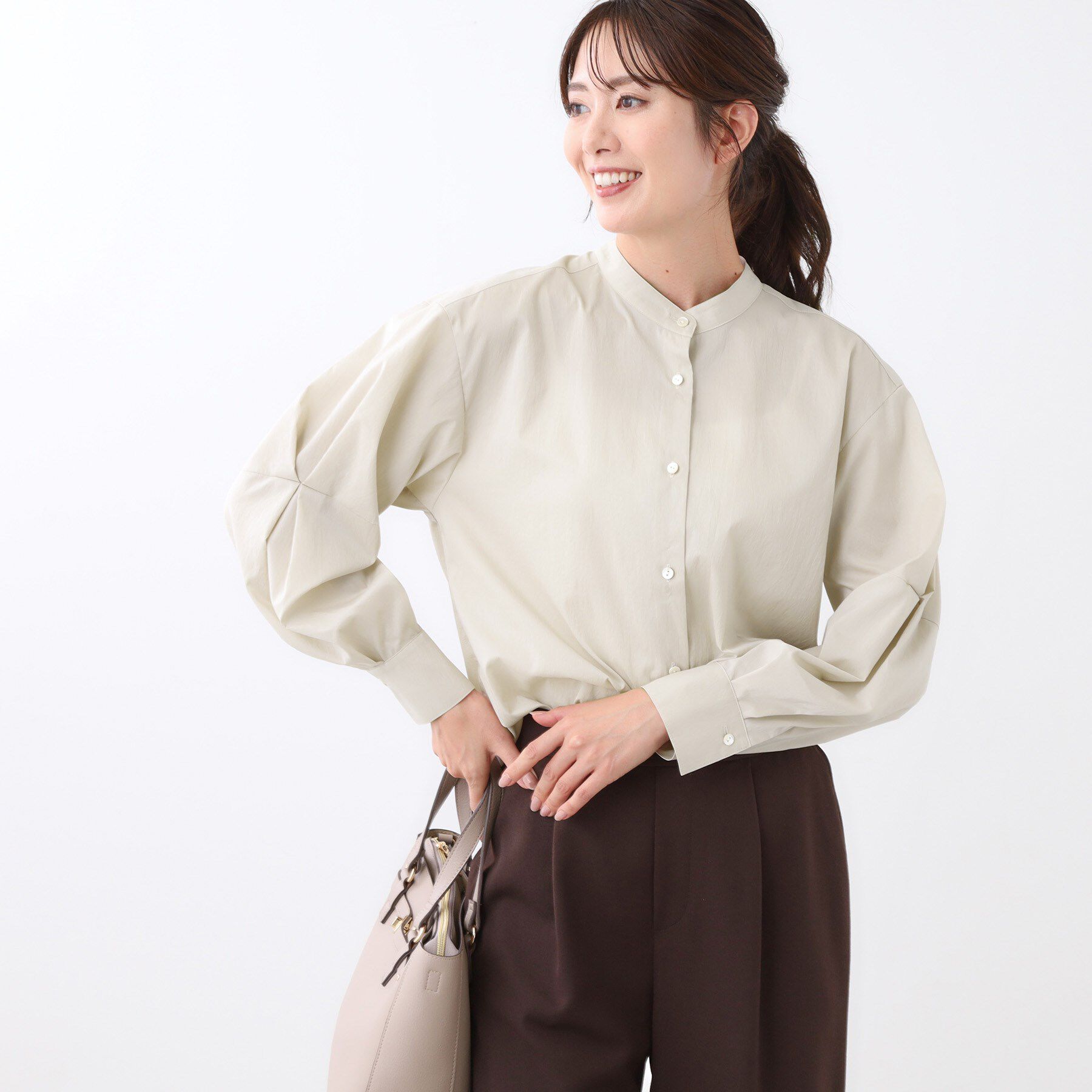 Reflect「【さらっと一枚で決まる／重ね着にもおすすめ◎】タックスリーブシャツブラウス」|シャツ・ブラウス|