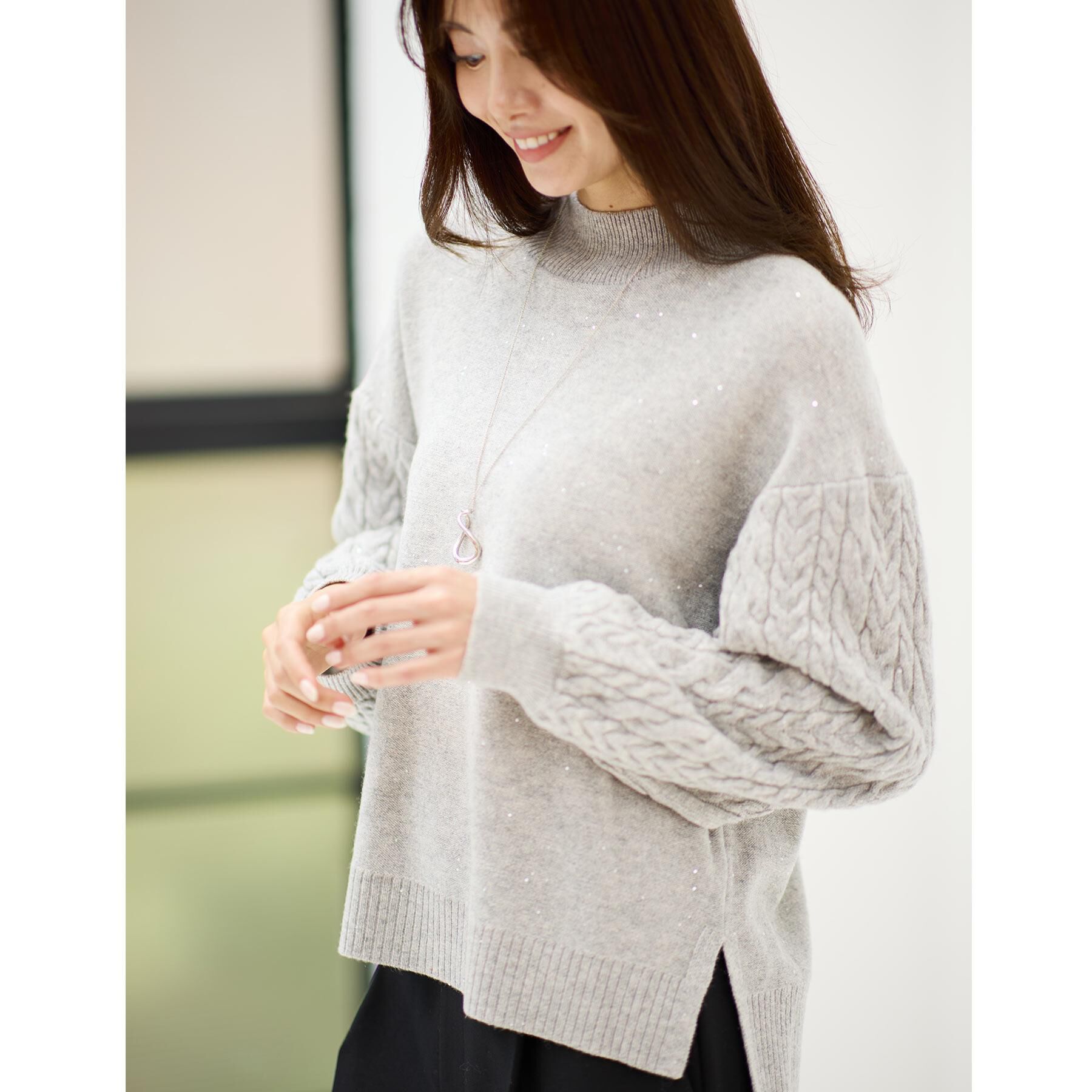 Reflect「【一枚で着映え◎／ゆったりシルエット】ラメ&times;スパンコールウール混ニット」|ニット・セーター|