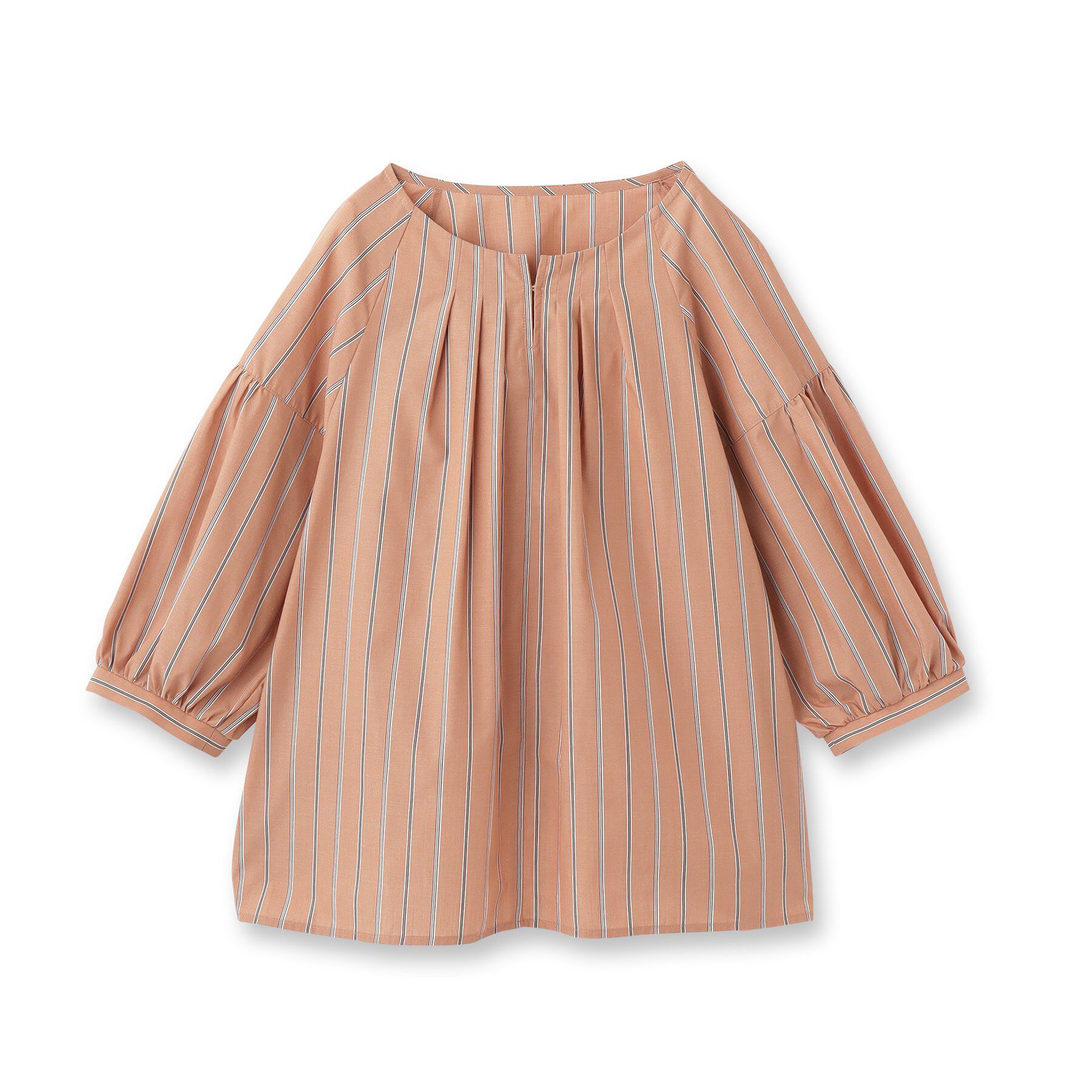 Reflect「【E‐QUALITY／体型カバー／ゆったり着られる◎】ストライプ&times;パフスリーブのブラウス」|シャツ・ブラウス|